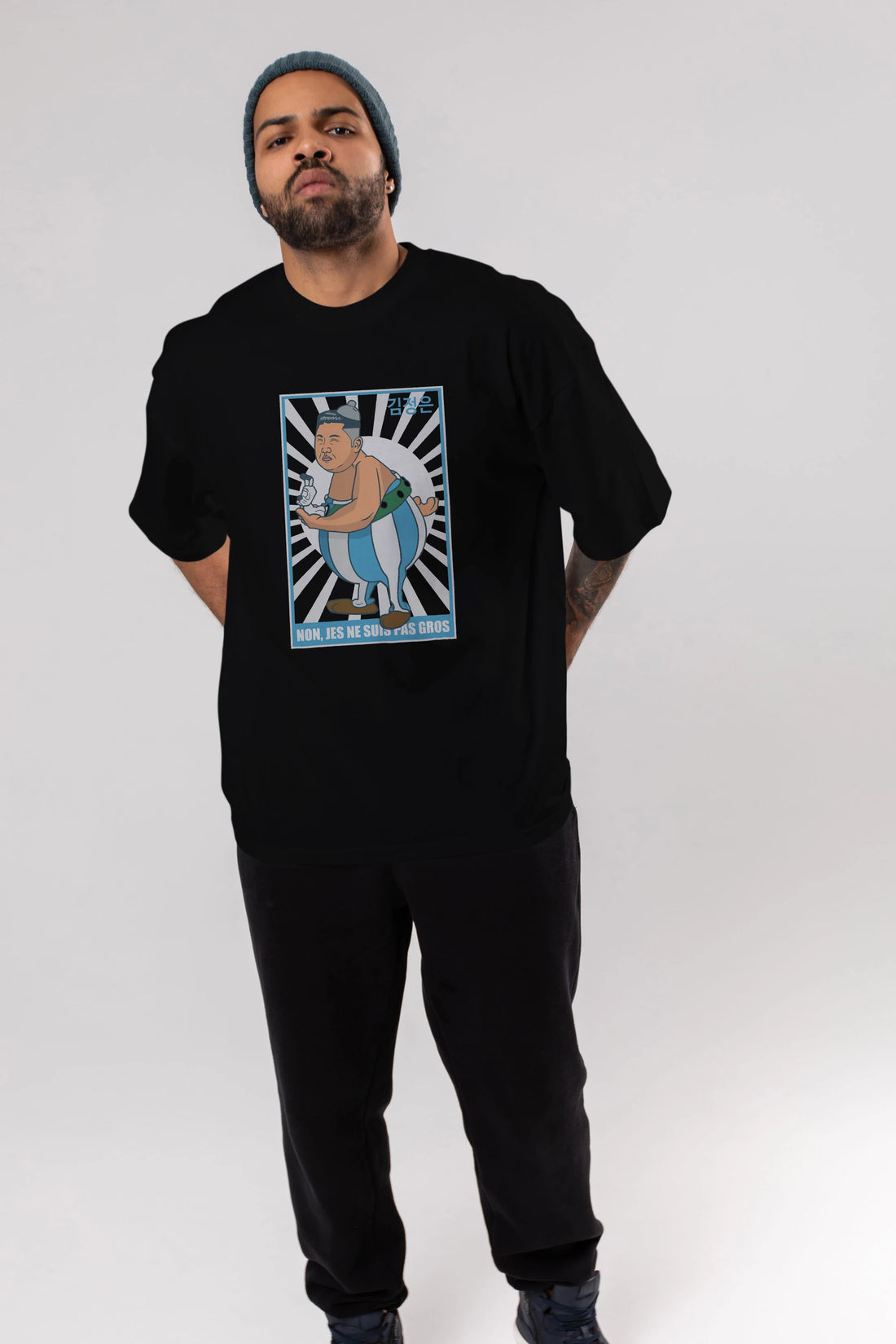 Obelix Jong Un Ön Baskılı Oversize t-shirt Erkek Kadın Unisex %100 Pamuk tişort