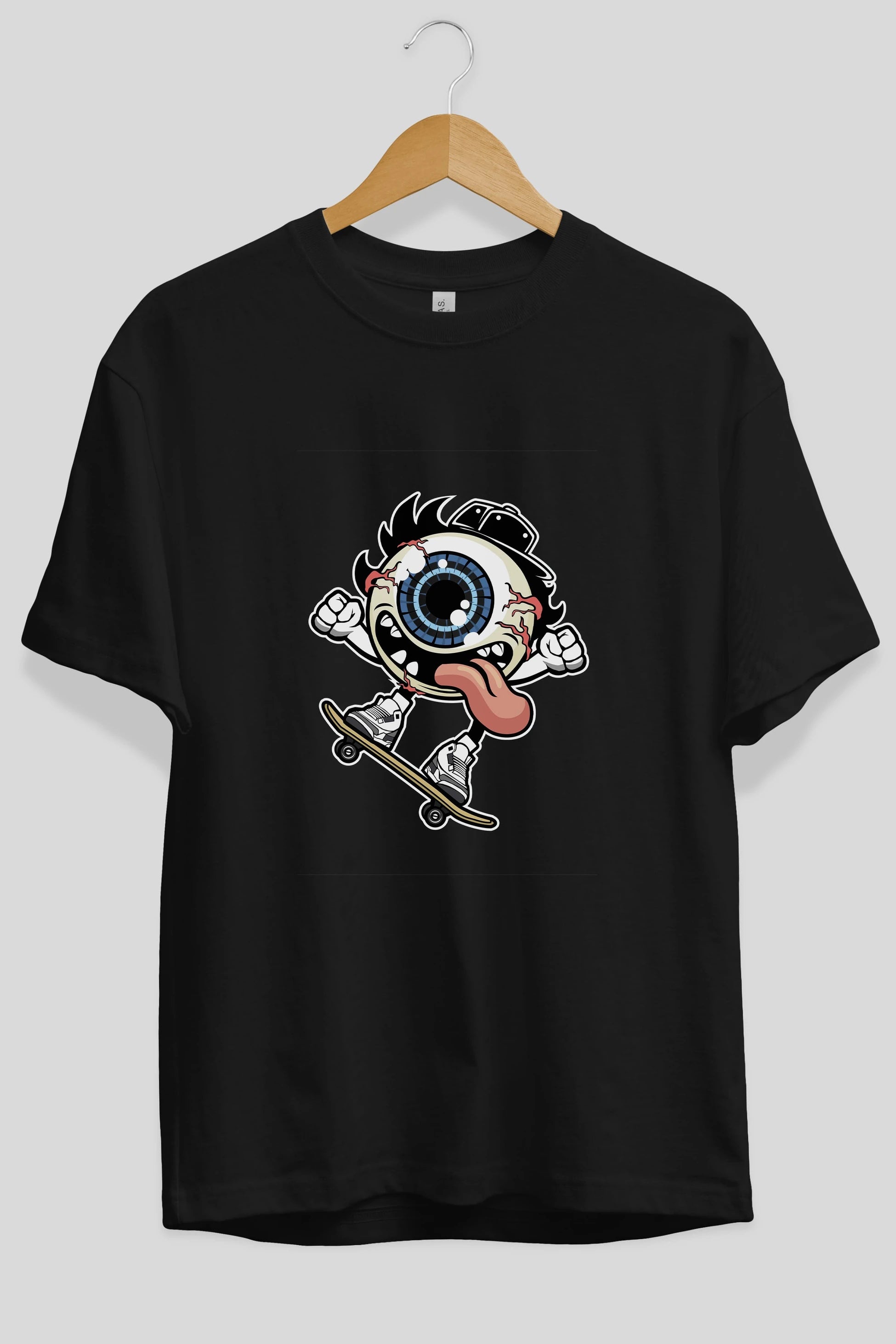 Eye Ball Skater Ön Baskılı Oversize t-shirt Erkek Kadın Unisex %100 Pamuk tişort
