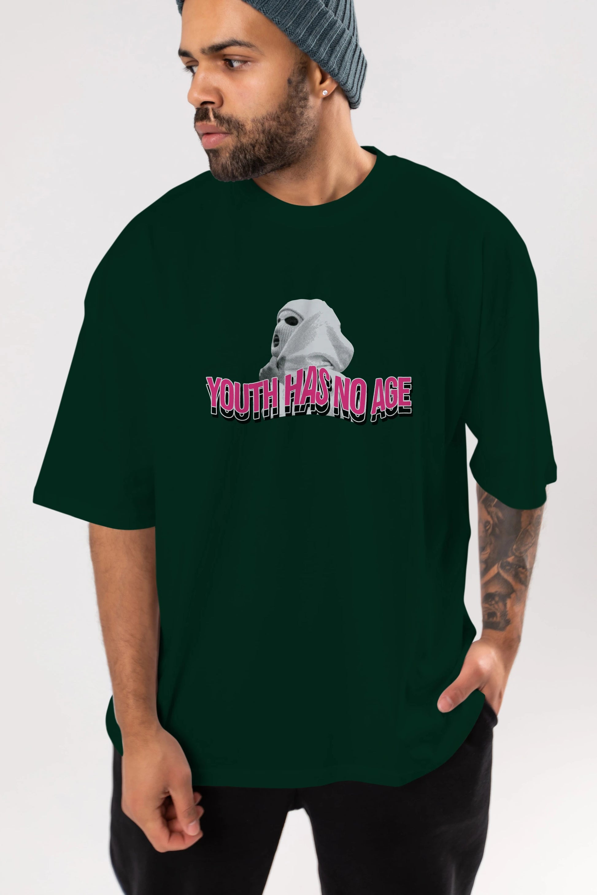 Youth Has No Age Ön Baskılı Oversize t-shirt Erkek Kadın Unisex