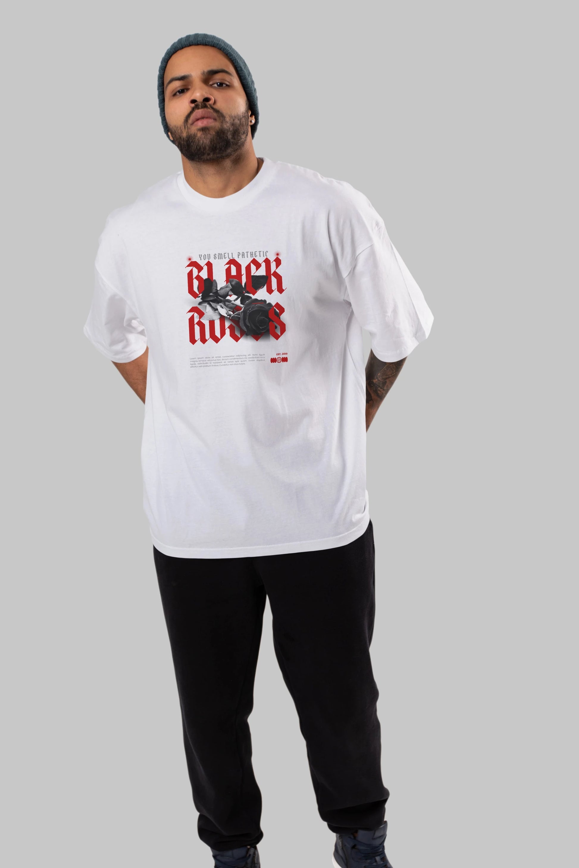 Black Roses Ön Baskılı Oversize t-shirt Erkek Kadın Unisex