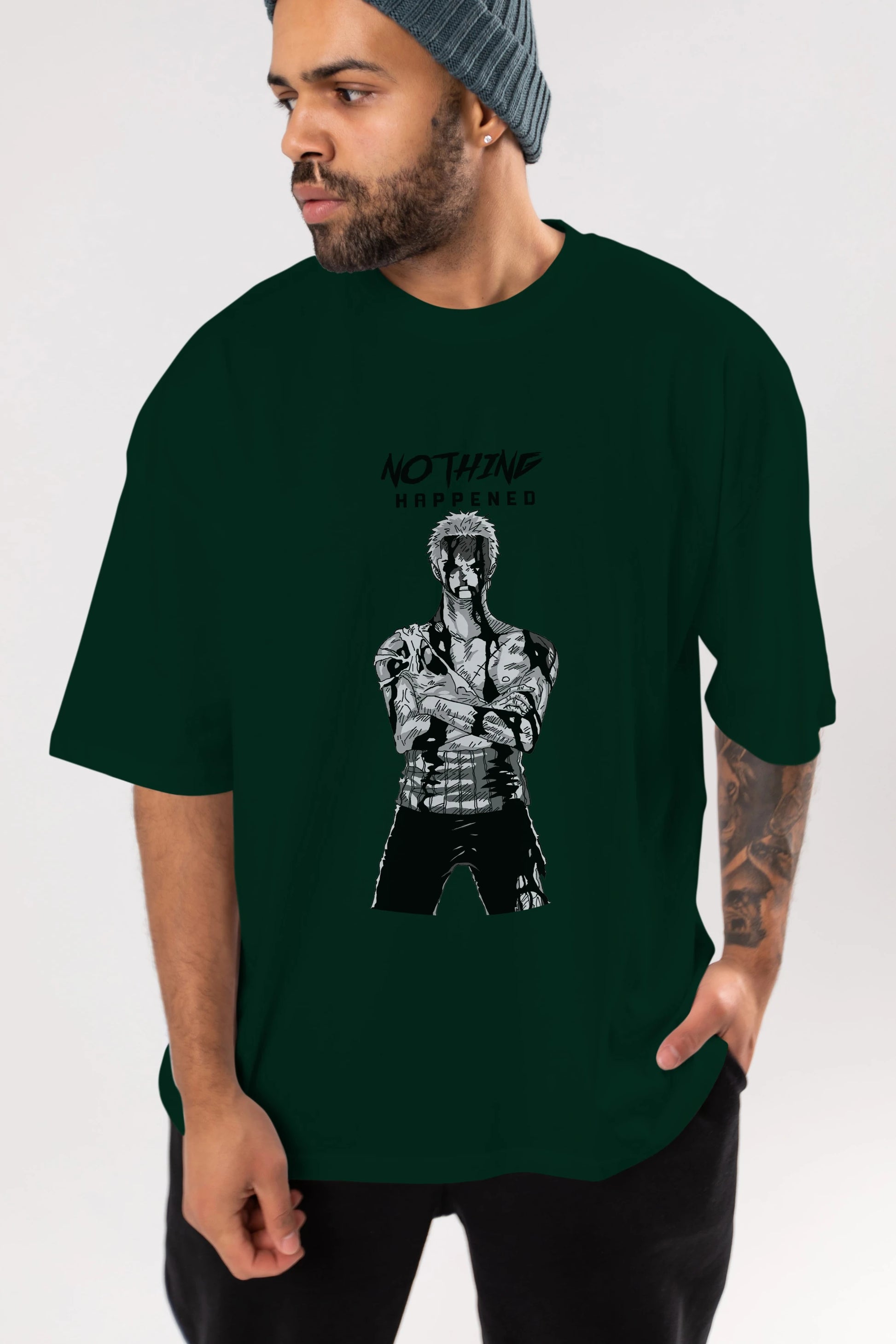 Roronoa Zoro 3 Anime Ön Baskılı Oversize t-shirt Erkek Kadın Unisex