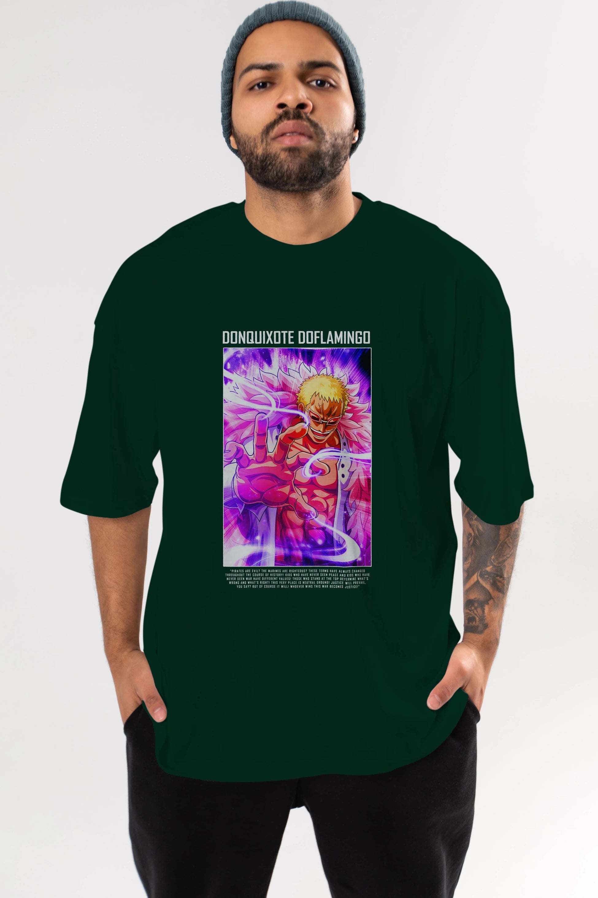 Doflamingo Anime Ön Baskılı Oversize t-shirt Erkek Kadın Unisex