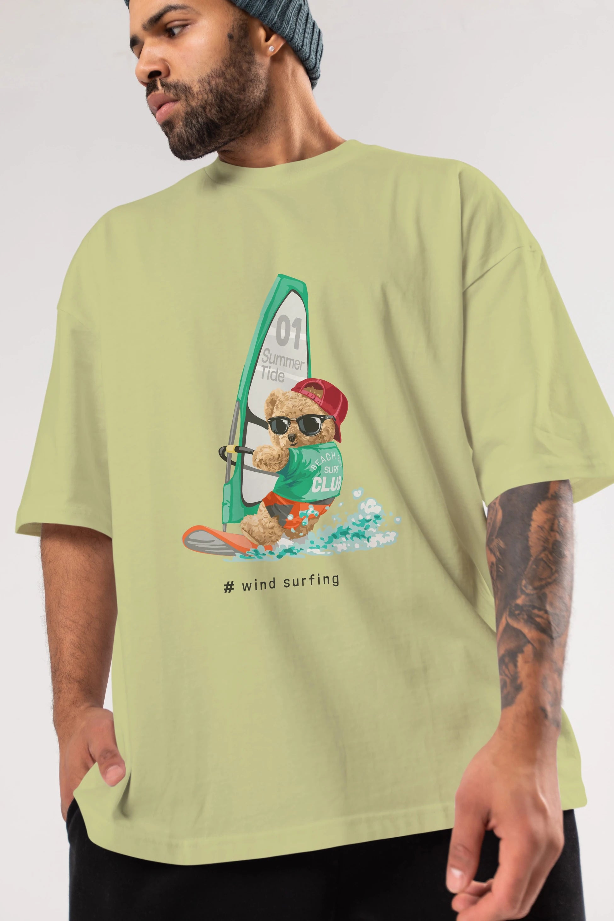 Teddy Bear Summer Tide Ön Baskılı Oversize t-shirt Erkek Kadın Unisex %100 Pamuk