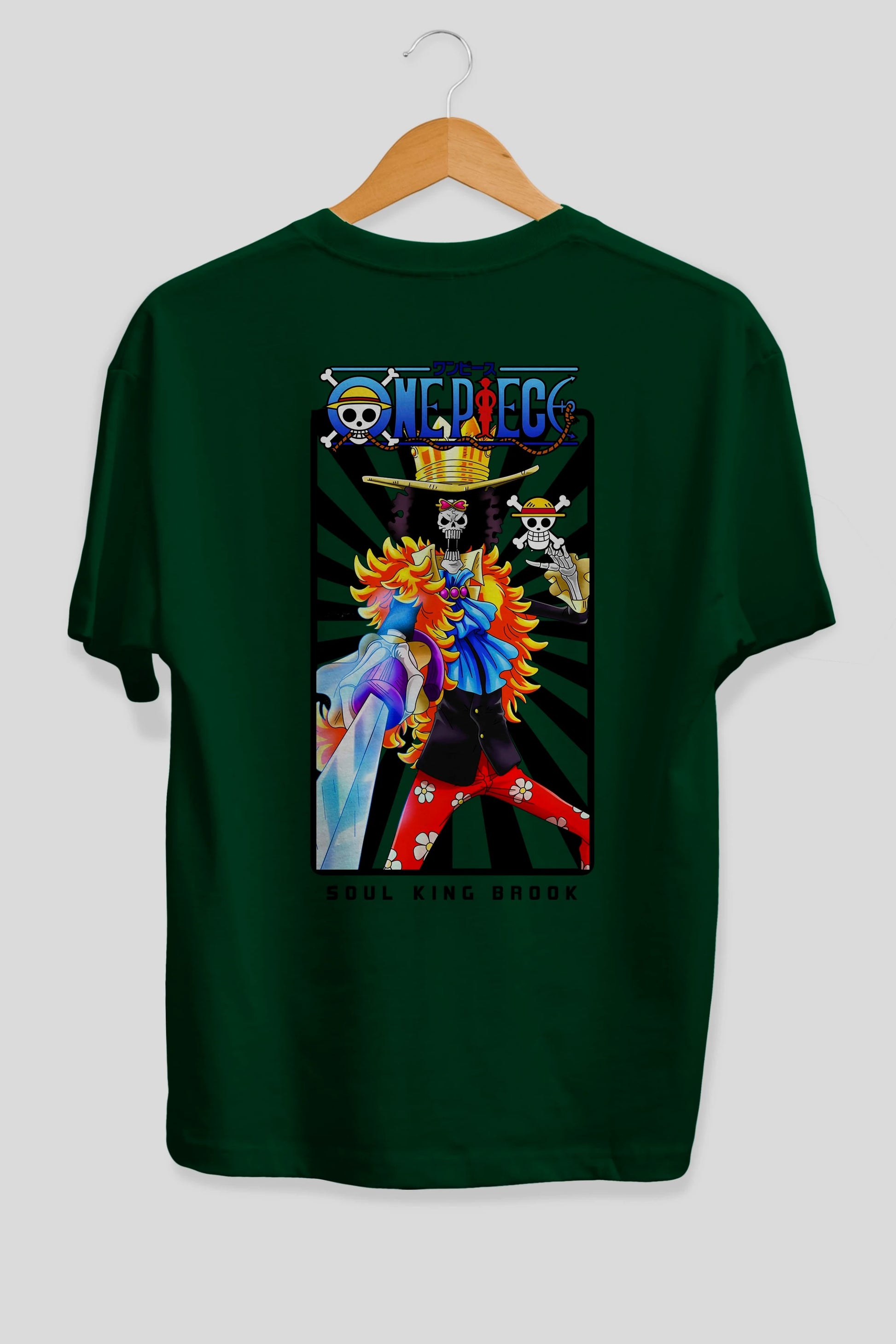 Brook Anime Arka Baskılı Oversize t-shirt Erkek Kadın Unisex %100 pamuk tişort