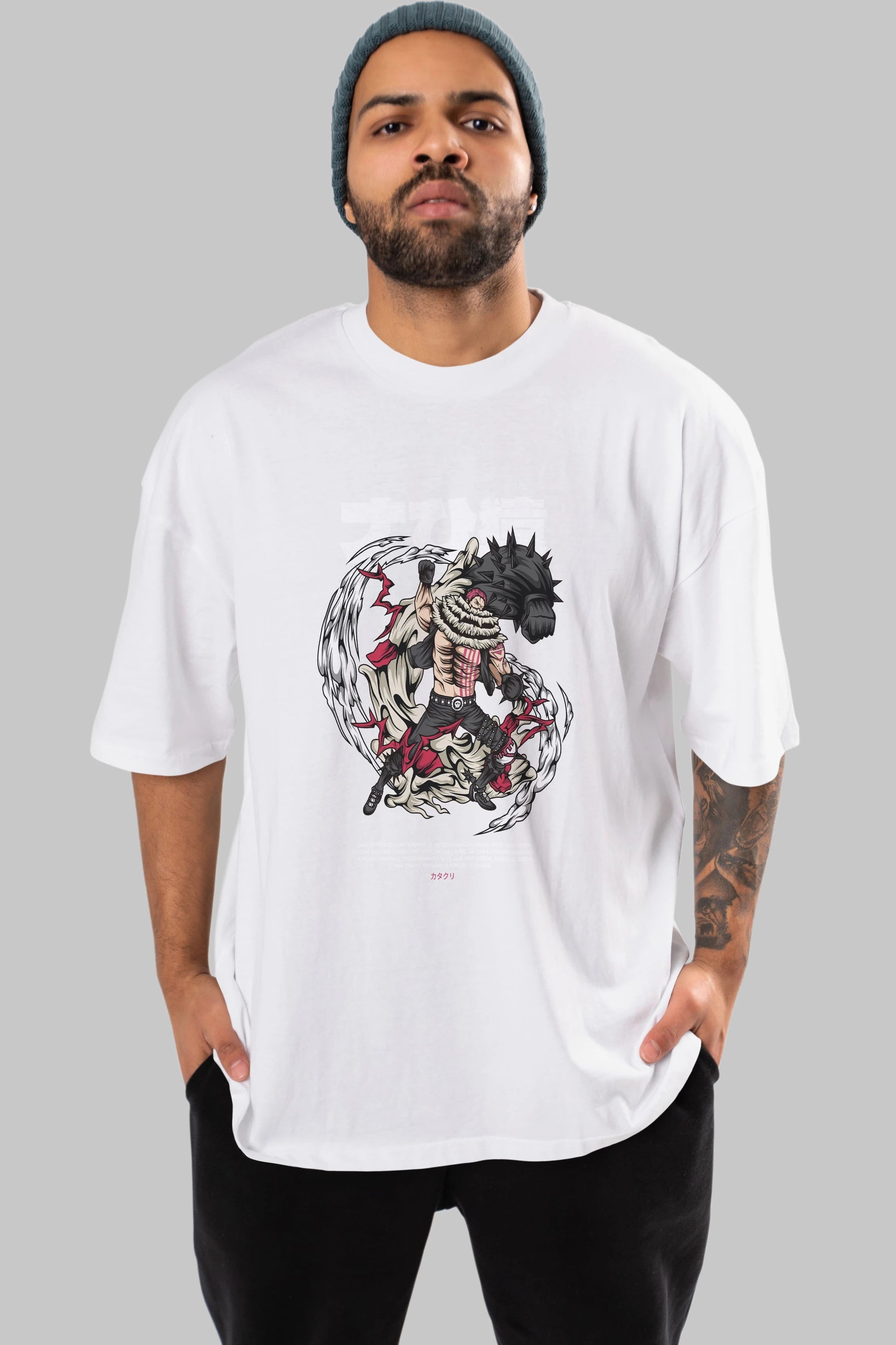 Katakuri Anime Ön Baskılı Oversize t-shirt %100 pamuk Erkek Kadın Unisex