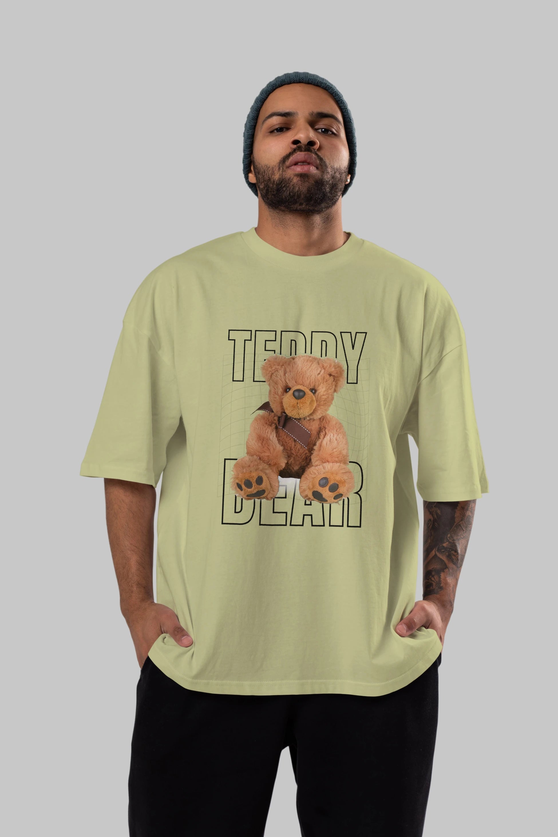Teddy Bear Yazılı Ön Baskılı Oversize t-shirt Erkek Kadın Unisex %100 Pamuk