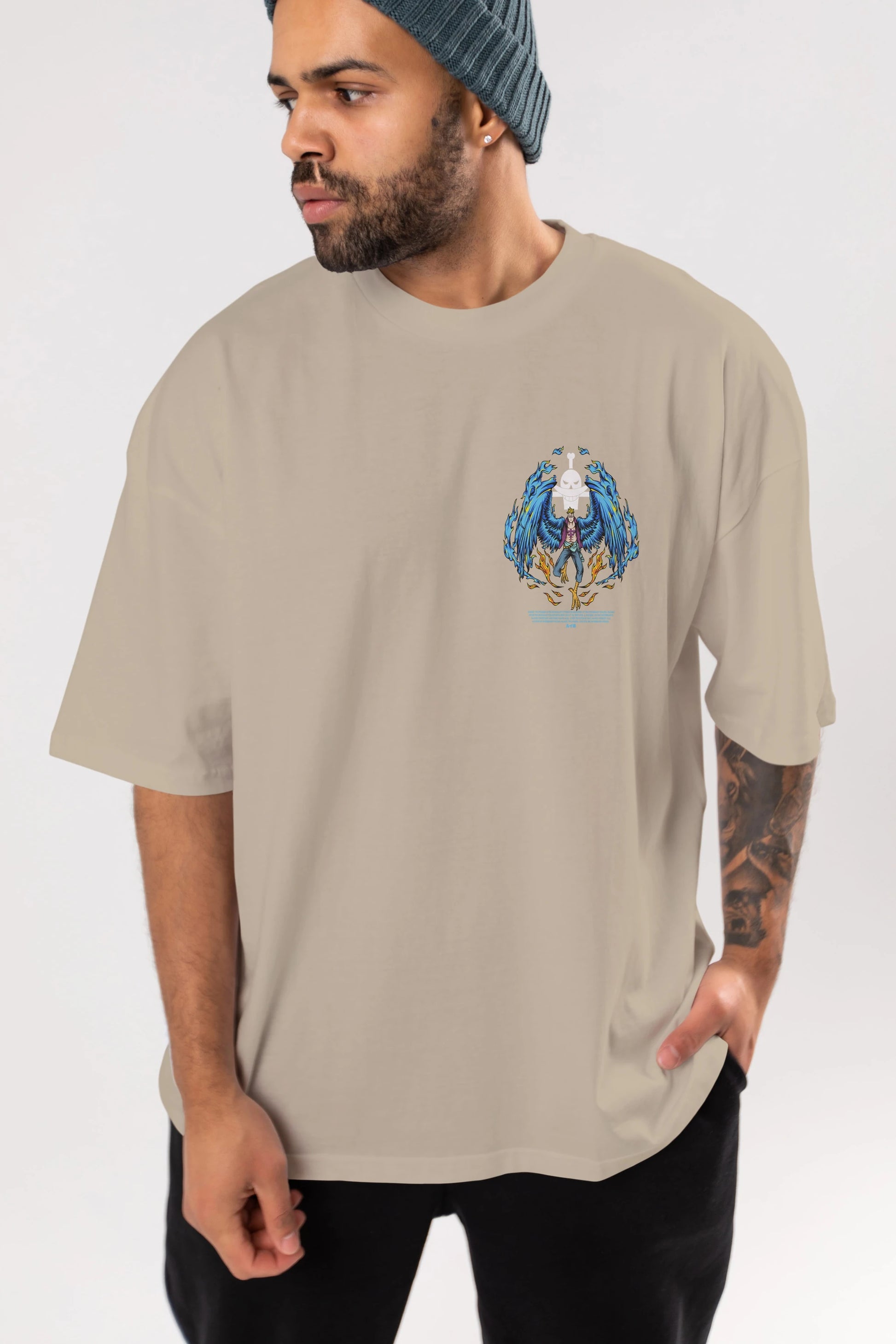 Marco Ön Sol Baskılı Oversize t-shirt Erkek Kadın Unisex %100 Pamuk Bisiklet Yaka tişort