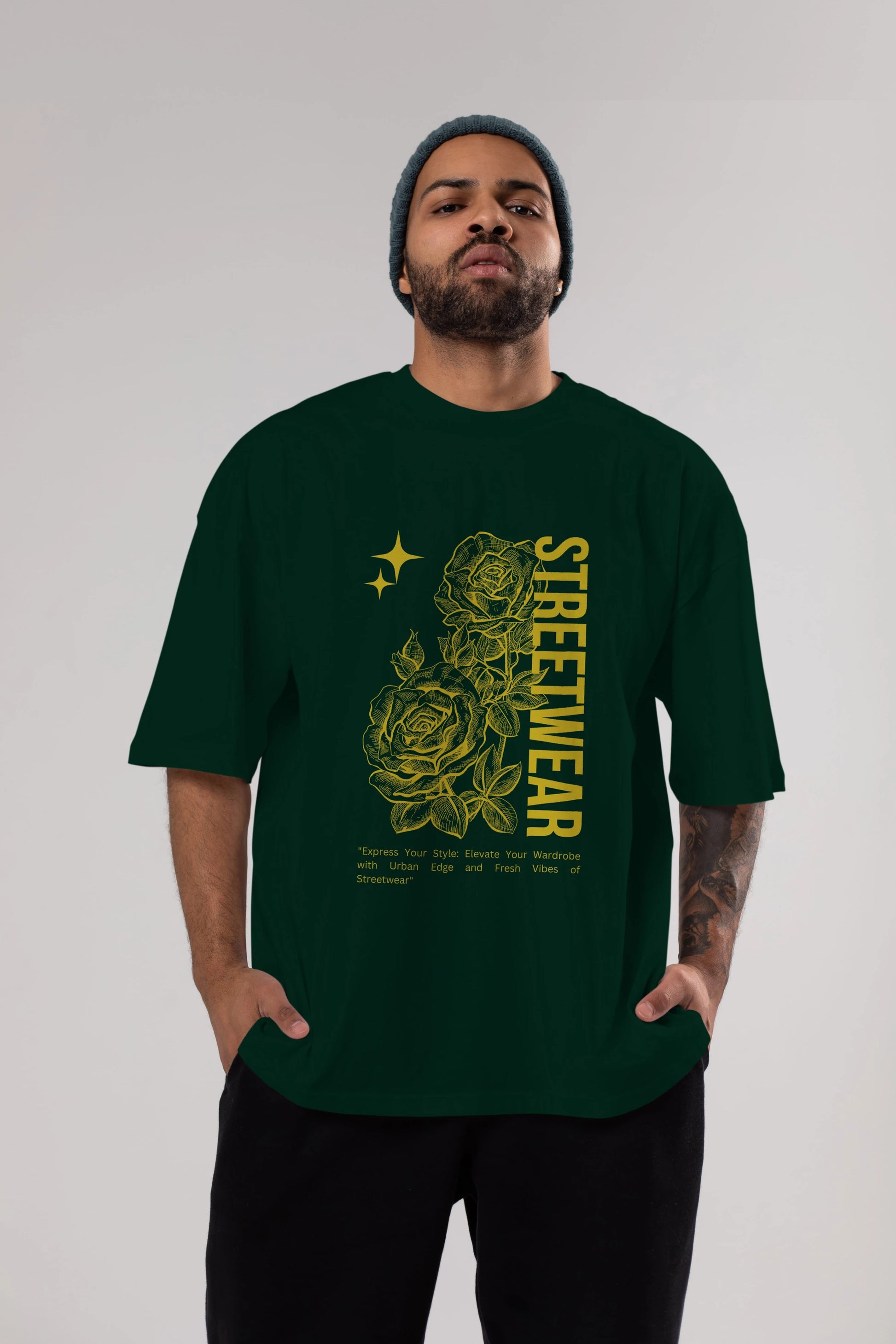 Minimalist Streetwear Ön Baskılı Oversize t-shirt Erkek Kadın Unisex