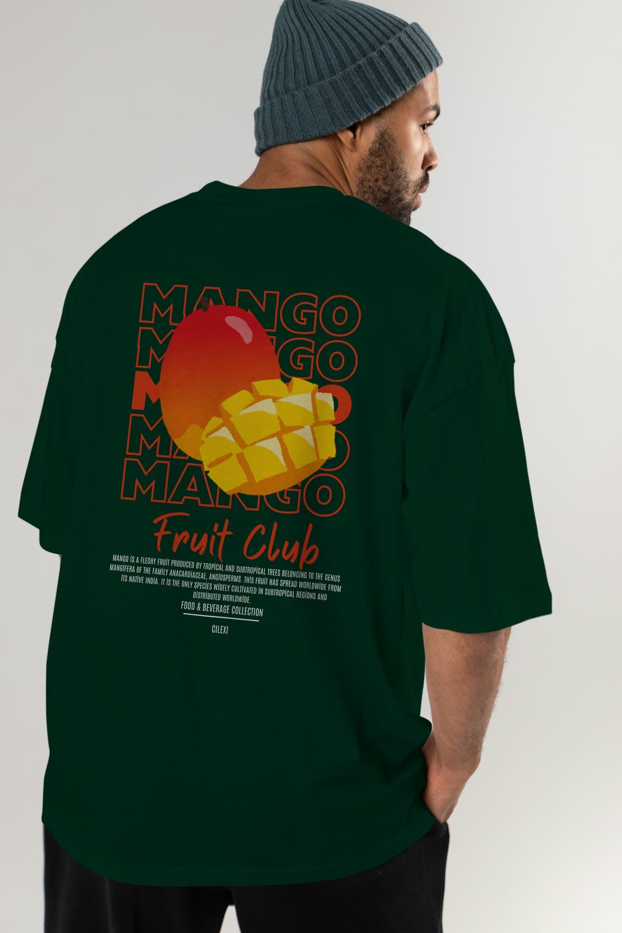 Mango Arka Baskılı Oversize t-shirt Erkek Kadın Pamuk Bisiklet Yaka tişort