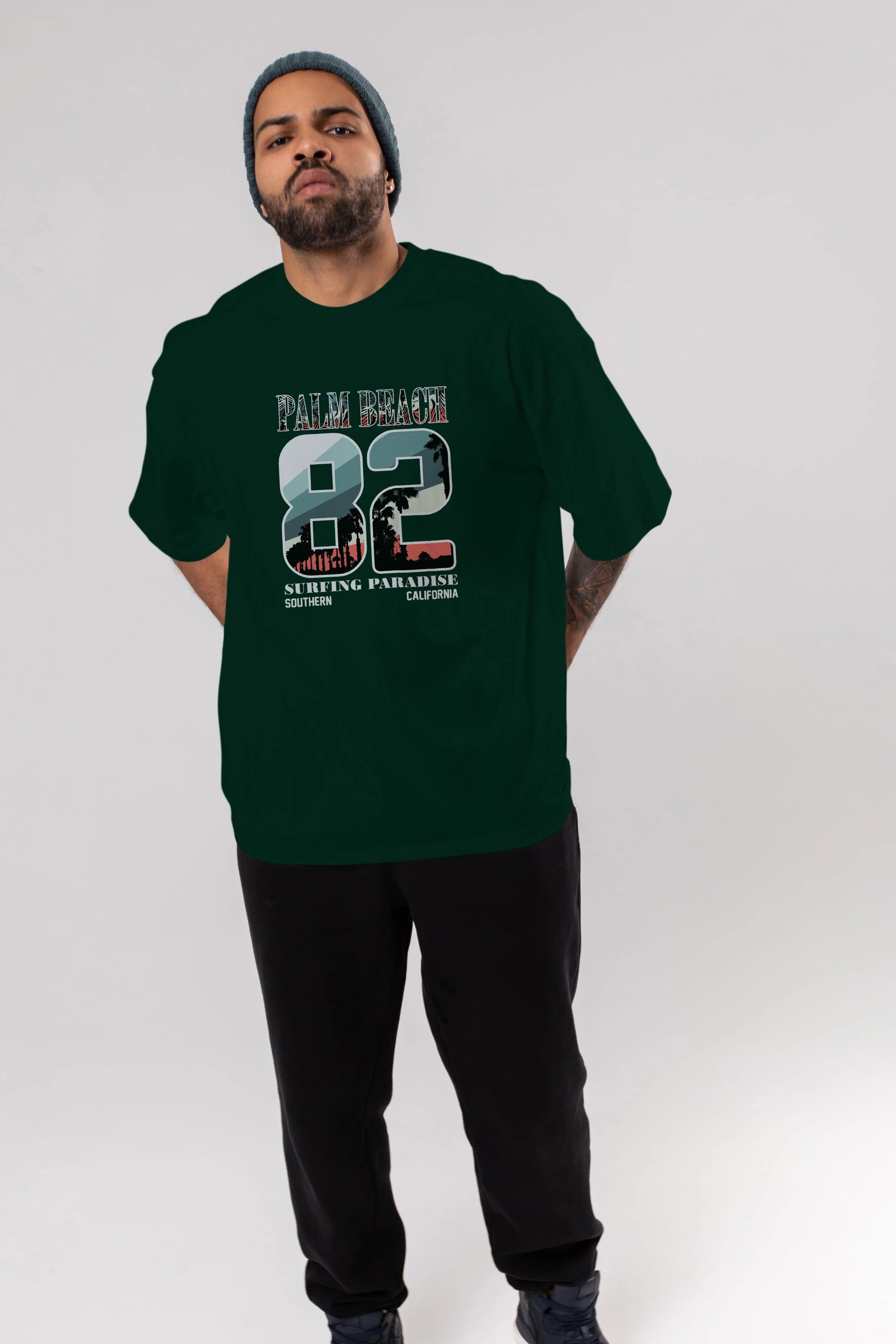 Palm Beach 82 Ön Baskılı Oversize t-shirt Erkek Kadın Unisex