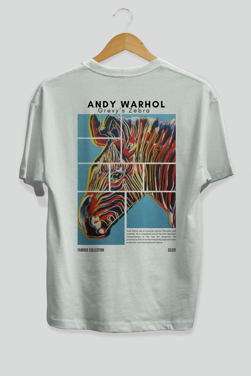 Andy Warhol Arka Baskılı Oversize t-shirt Erkek Kadın Bisiklet Yaka Pamuk tişort