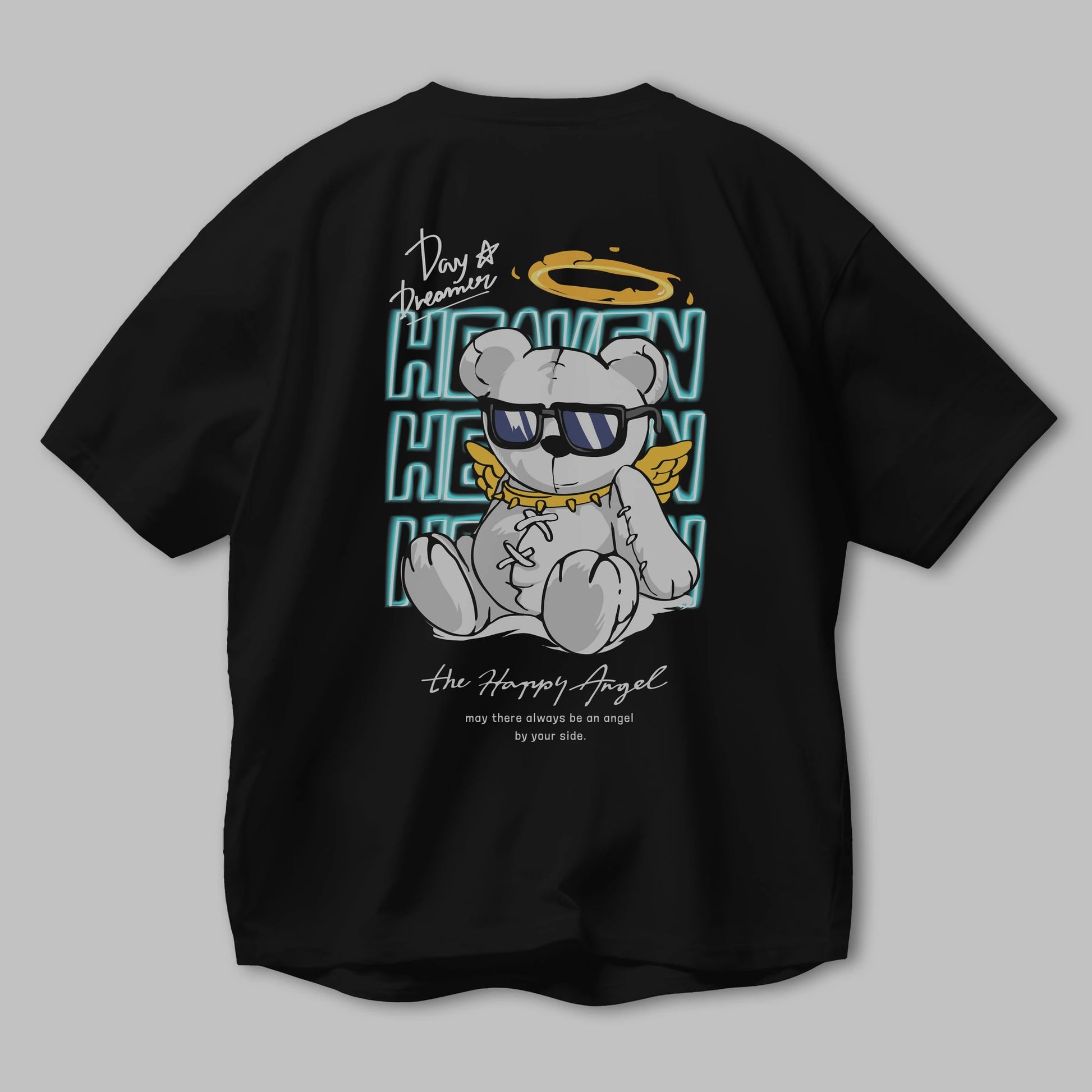 Heaven Bear Arka Baskılı Oversize t-shirt Erkek Kadın Unisex