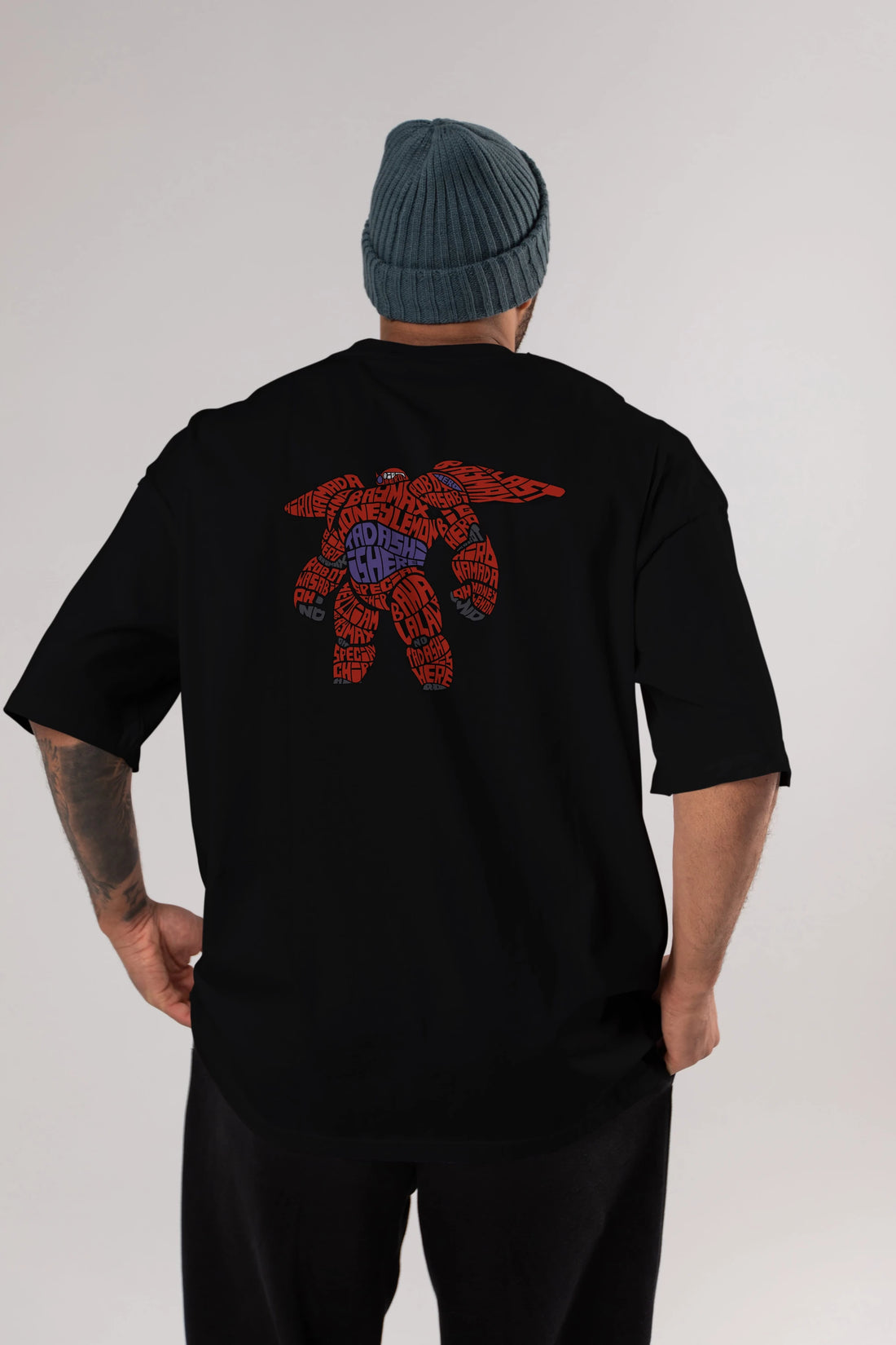 Baymax Arka Baskılı Oversize t-shirt %100 pamuk Erkek Kadın Unisex
