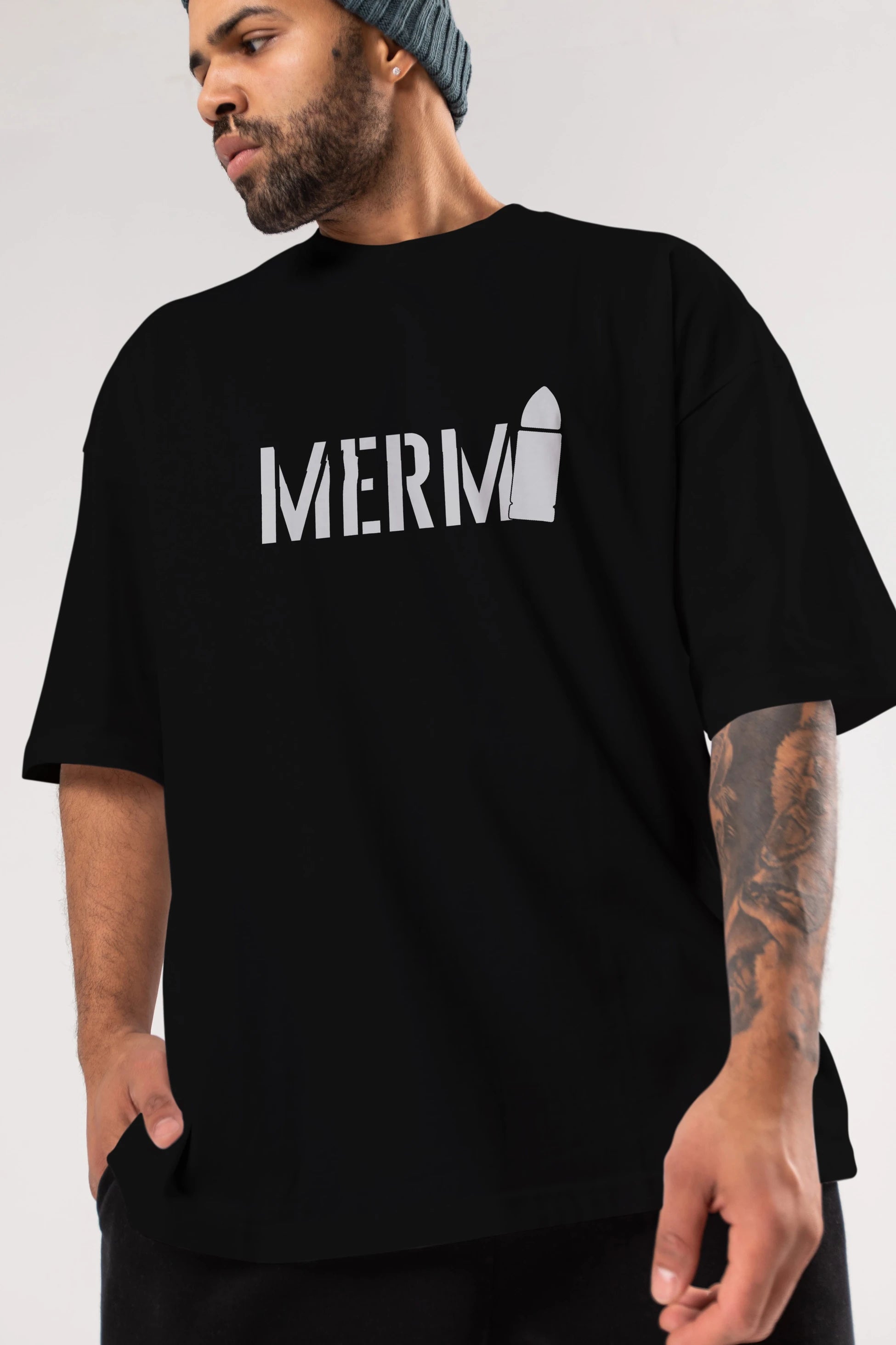 Mermi Ön Baskılı Oversize t-shirt %100 pamuk Erkek Kadın Unisex
