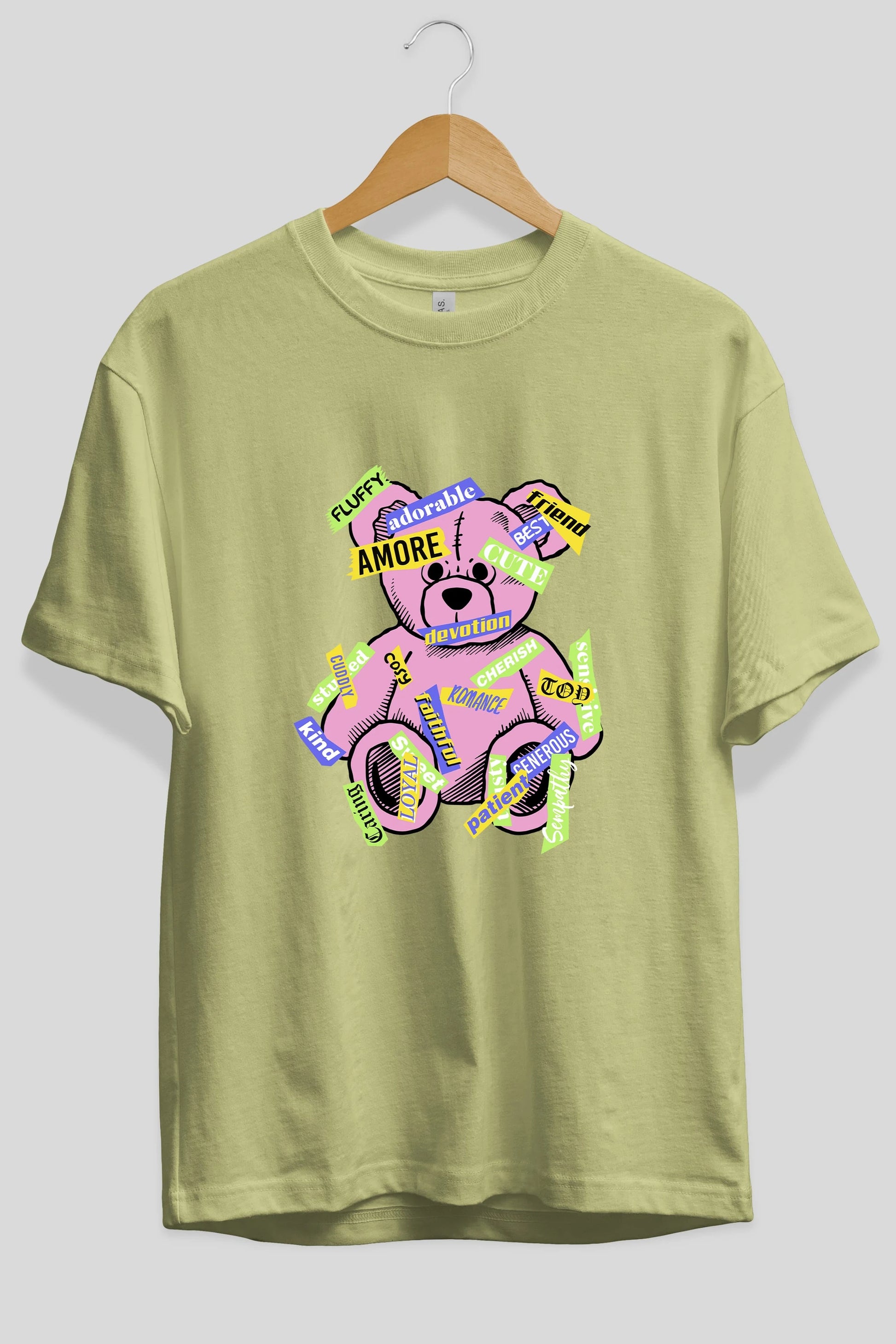 Teddy Bear Cute Ön Baskılı Oversize t-shirt Erkek Kadın Unisex