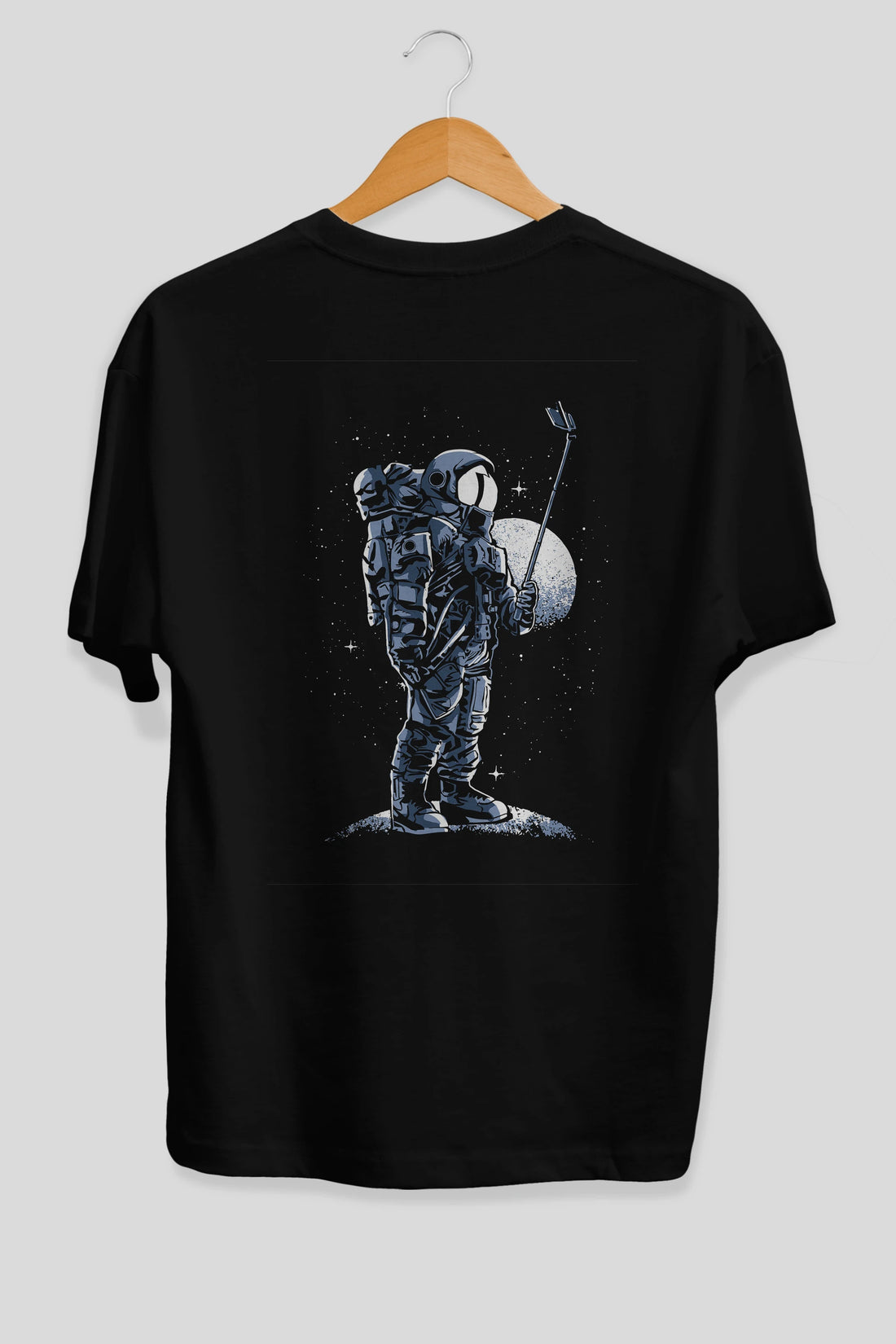 Selfie Astronaut Arka Baskılı Oversize t-shirt Erkek Kadın Unisex %100 Pamuk