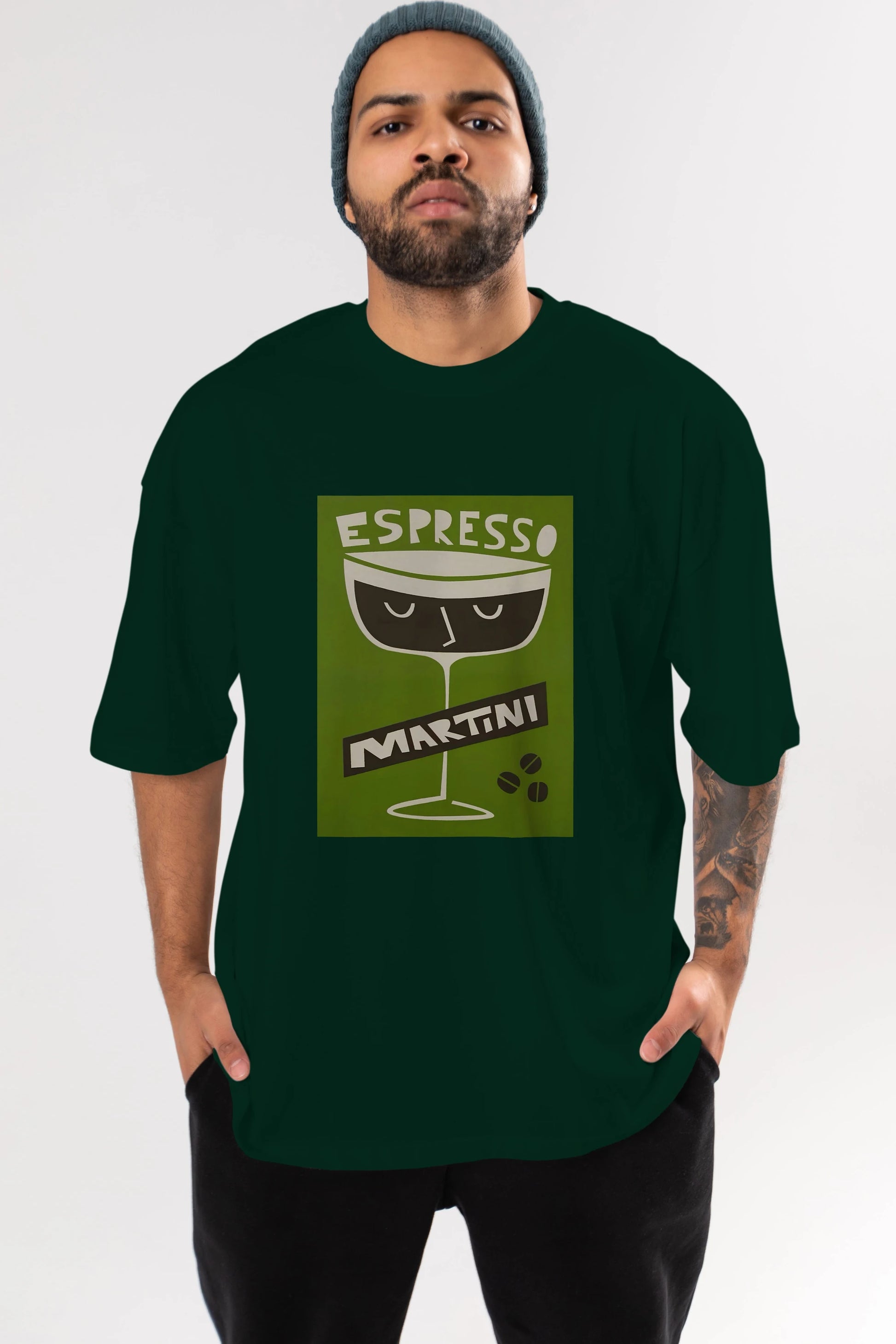 Espresso Martini 2 Ön Baskılı Oversize t-shirt Erkek Kadın Unisex %100 Pamuk Bisiklet Yaka tişort