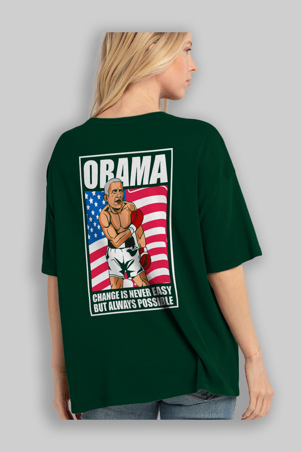 Obama Arka Baskılı Oversize t-shirt Erkek Kadın Unisex %100 Pamuk tişort