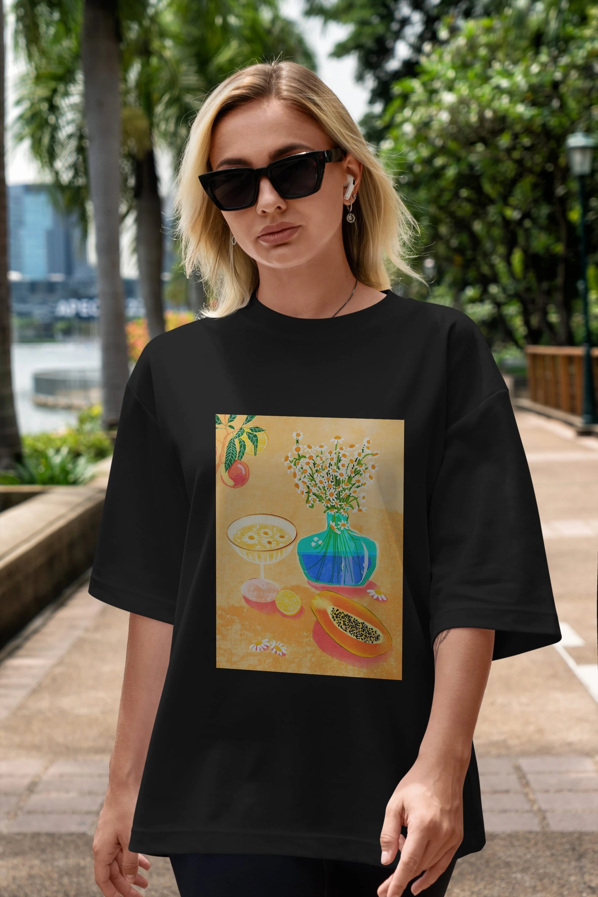 Cheers 2 Ön Baskılı Oversize t-shirt Erkek Kadın Unisex %100 Pamuk Bisiklet Yaka tişort