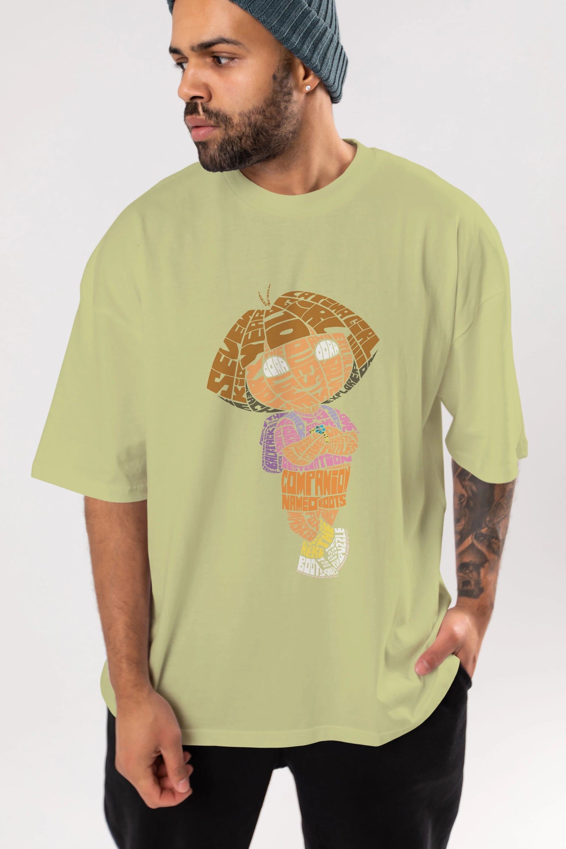 Dora Ön Baskılı Oversize t-shirt %100 pamuk Erkek Kadın Unisex