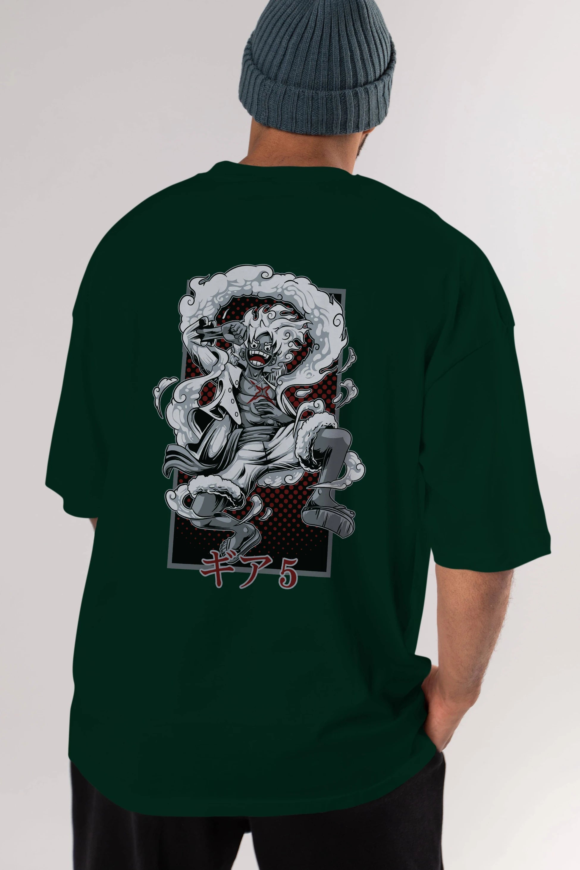 LUFFY GEAR 5 Anime Arka Baskılı Oversize t-shirt Erkek Kadın Unisex