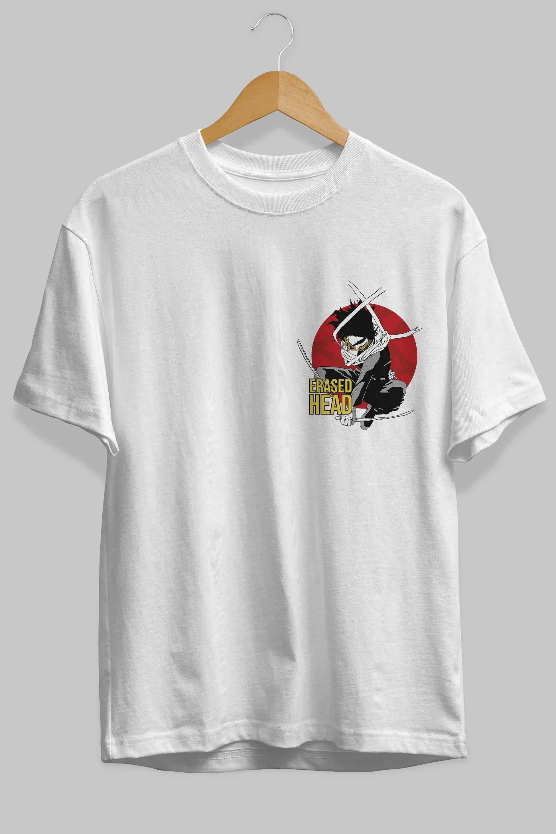 Erased Head Ön Sol Baskılı Oversize t-shirt Erkek Kadın Unisex %100 Pamuk Bisiklet Yaka tişort