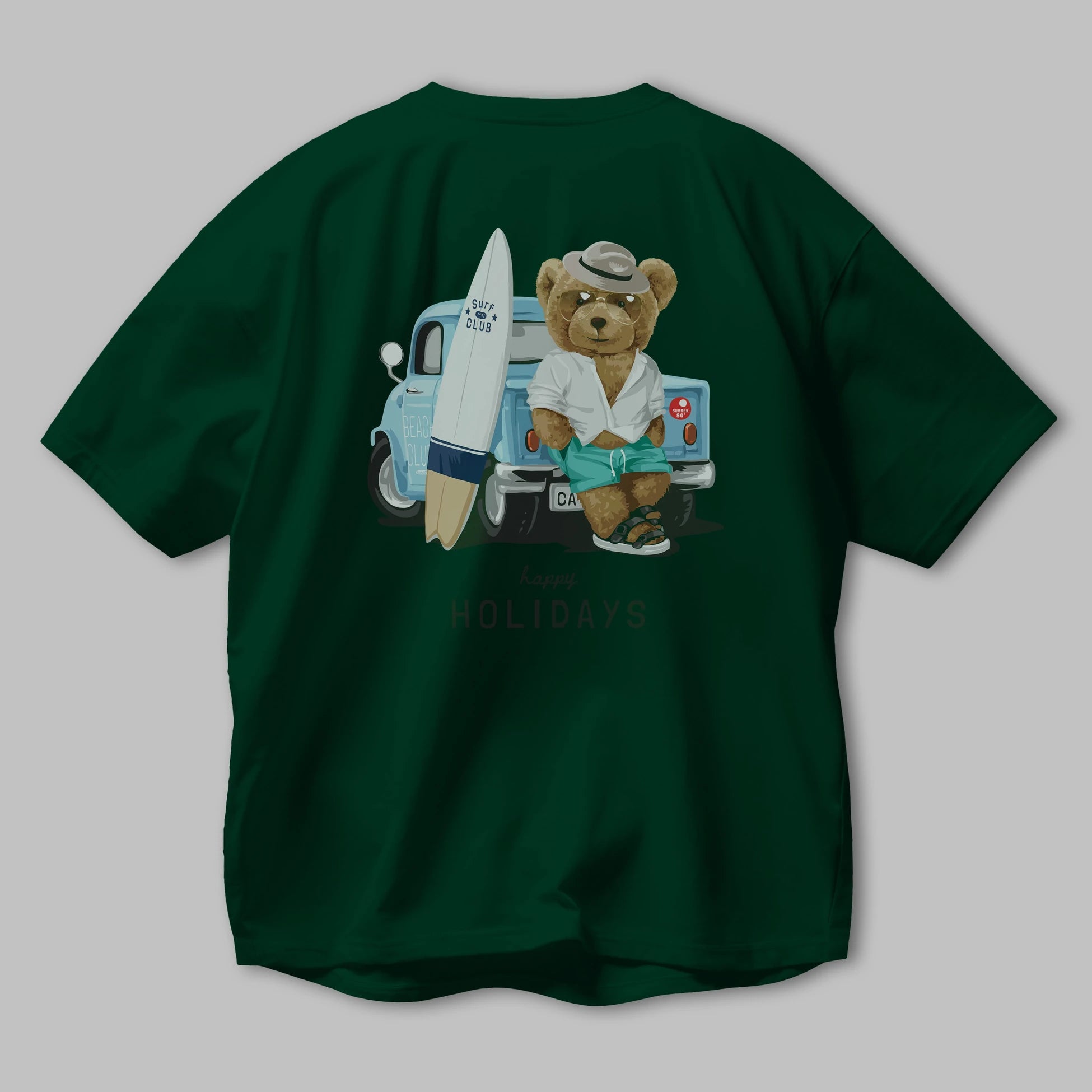 Teddy Bear Surf Club Arka Baskılı Oversize t-shirt Erkek Kadın Unisex %100 Pamuk