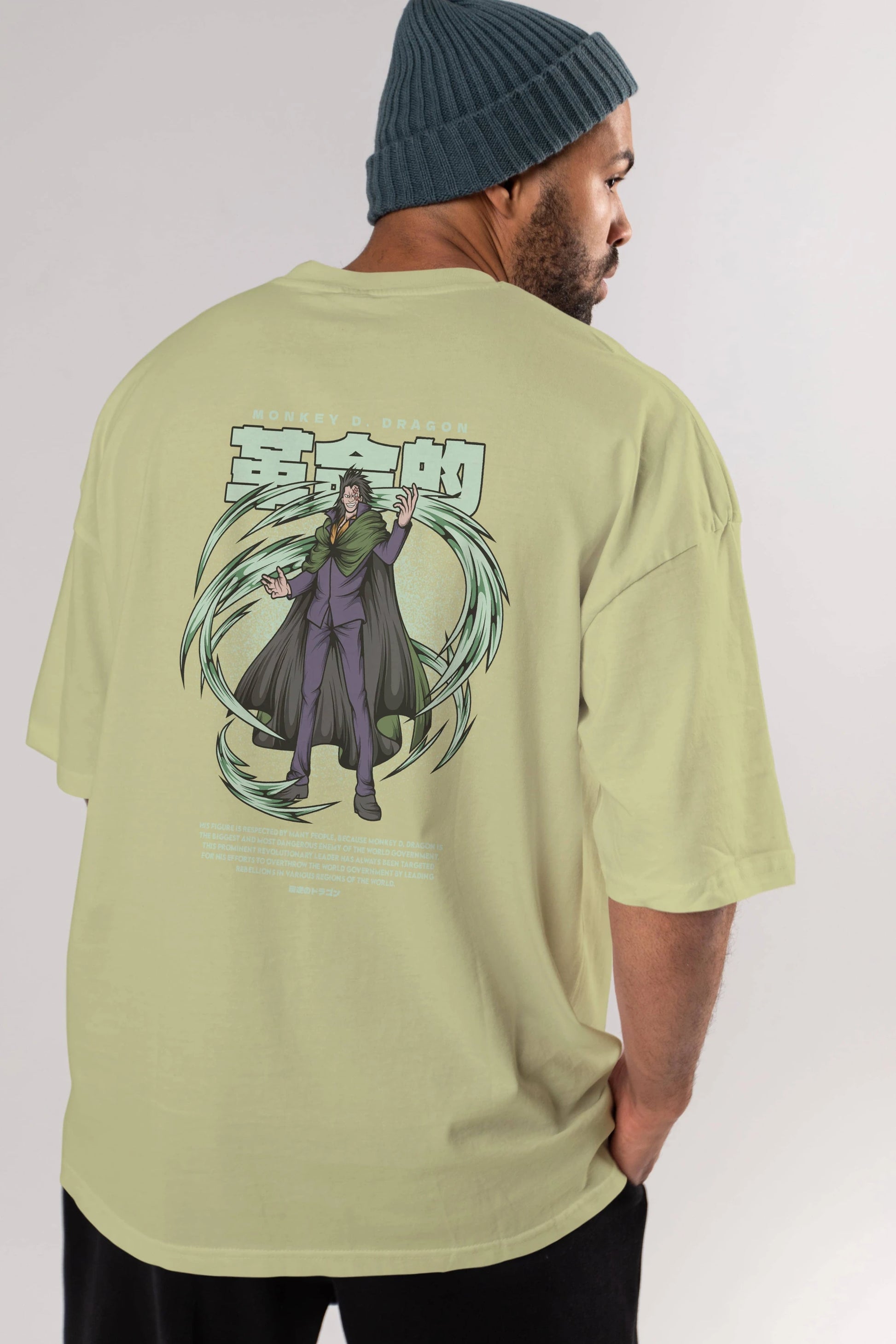 Monkey D. Dragon Anime Arka Baskılı Oversize t-shirt Erkek Kadın Unisex