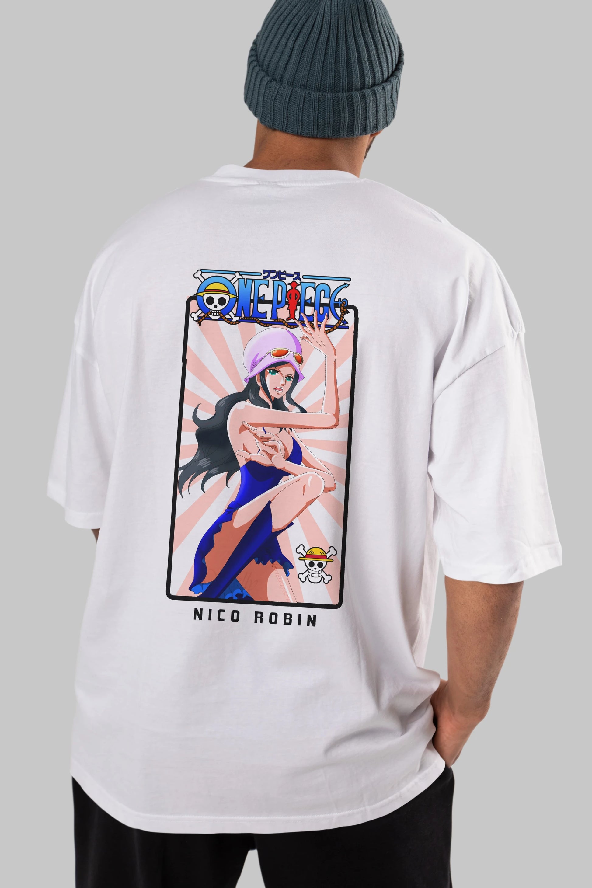 Nico Robin Anime Arka Baskılı Oversize t-shirt Erkek Kadın Unisex %100 pamuk tişort