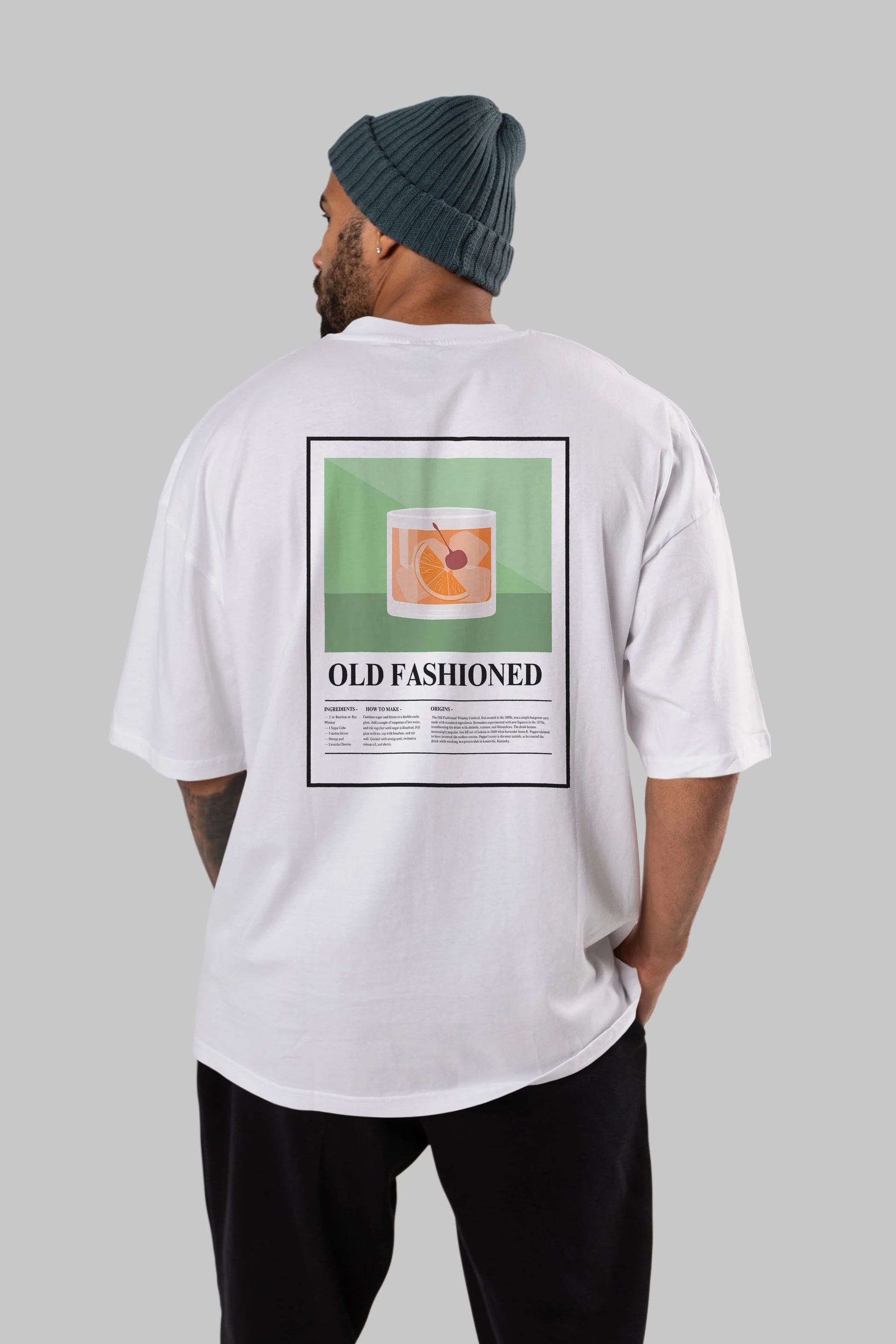 Old Fashioned Arka Baskılı Oversize t-shirt Erkek Kadın Unisex %100 Pamuk Bisiklet Yaka tişort