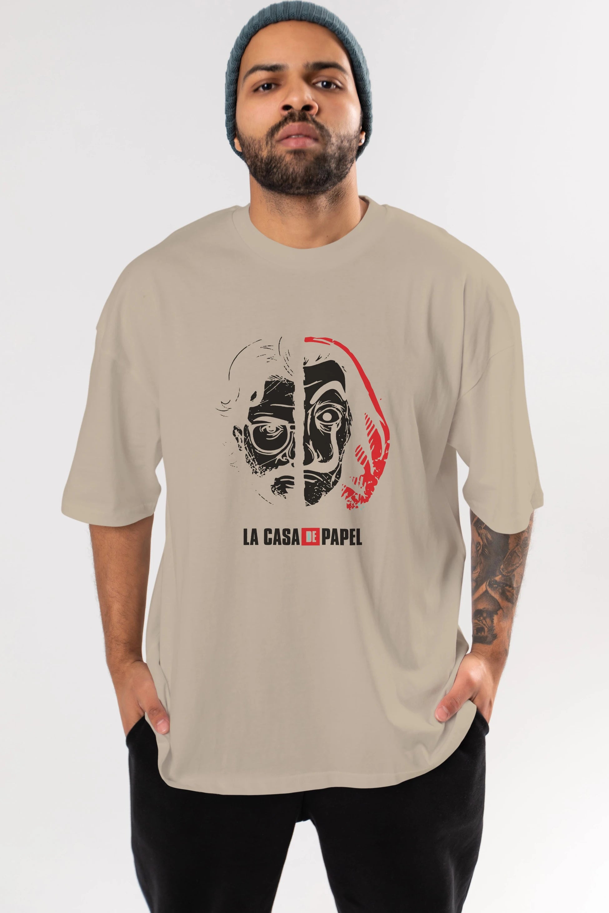 La Casa De Papel (9) Ön Baskılı Oversize t-shirt Erkek Kadın Unisex %100 Pamuk Bisiklet Yaka tişort