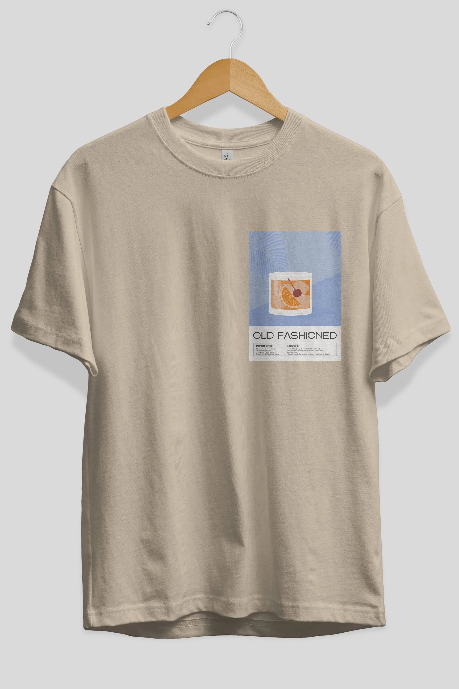 Old Fashioned 3 Ön Sol Baskılı Oversize t-shirt Erkek Kadın Unisex %100 Pamuk Bisiklet Yaka tişort