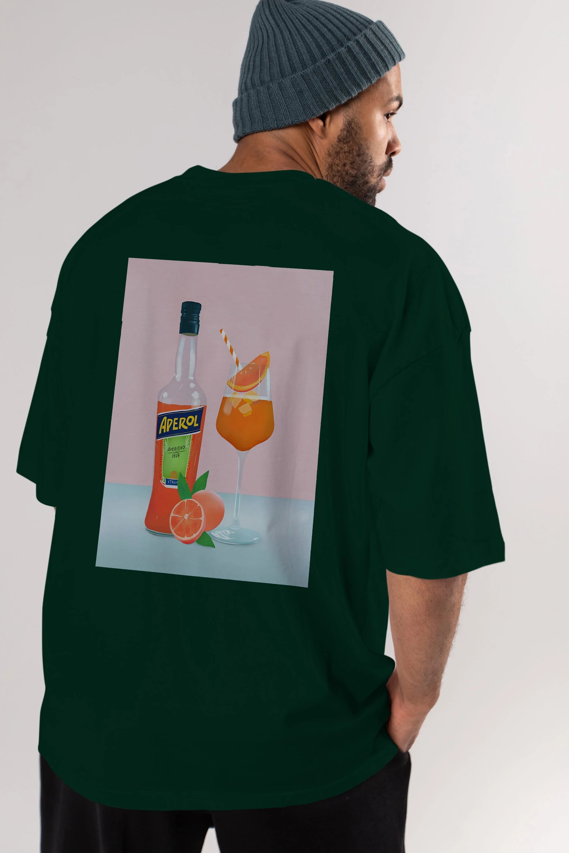 Aperol Spritz 3 Arka Baskılı Oversize t-shirt Erkek Kadın Unisex %100 Pamuk Bisiklet Yaka tişort