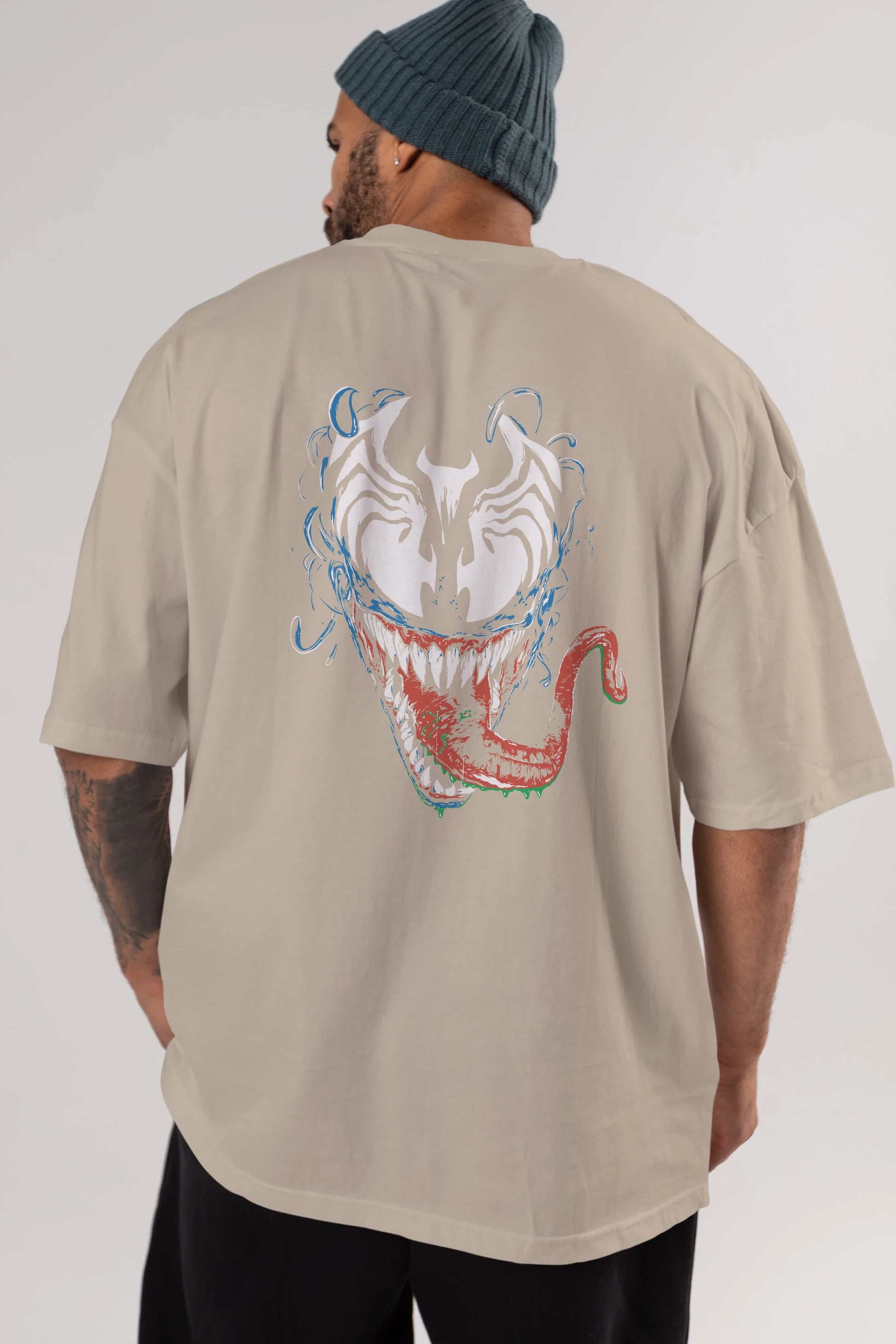 Venom (2) Arka Baskılı Oversize t-shirt Erkek Kadın Unisex %100 Pamuk Bisiklet Yaka tişort