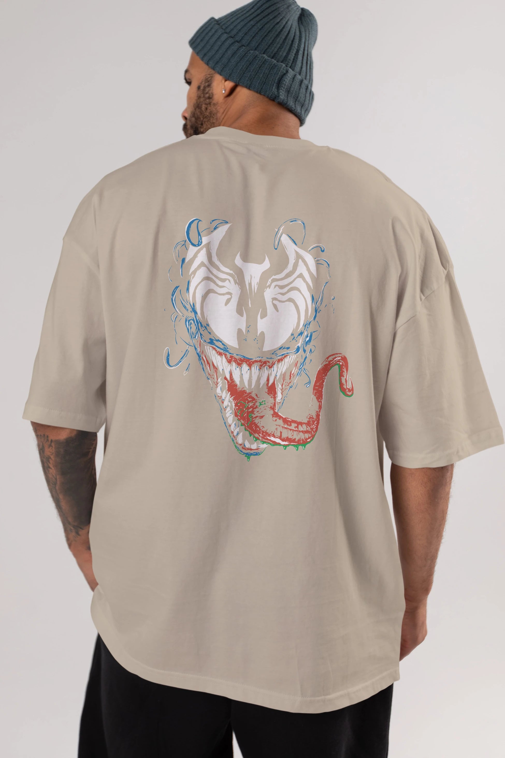 Venom (2) Arka Baskılı Oversize t-shirt Erkek Kadın Unisex %100 Pamuk Bisiklet Yaka tişort