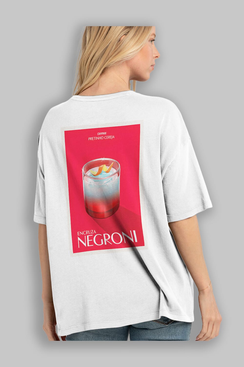 Encruza Negroni Arka Baskılı Oversize t-shirt Erkek Kadın Unisex %100 Pamuk Bisiklet Yaka tişort