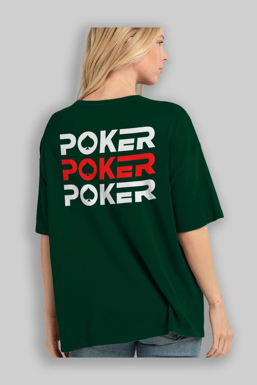 Poker Arka Baskılı Oversize t-shirt Erkek Kadın Unisex