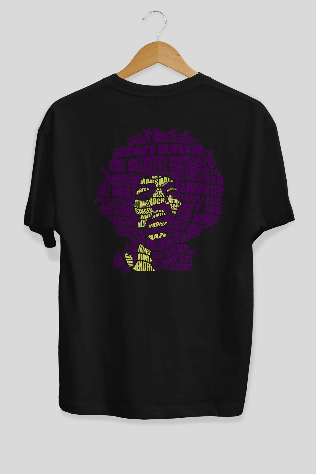 Jimmy Hendrix Calligram Arka Baskılı Oversize t-shirt %100 pamuk Erkek Kadın Unisex