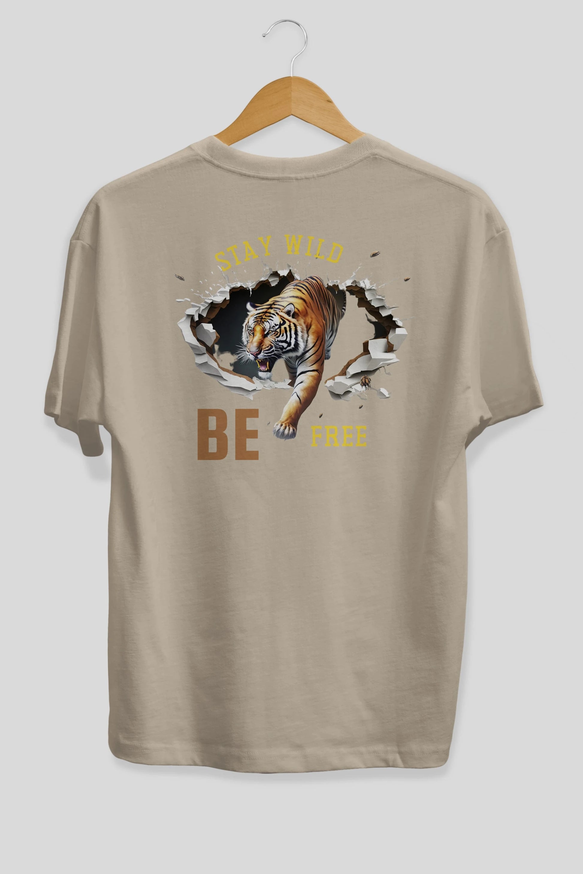 Stay Wild Be Free Yazılı Arka Baskılı Oversize t-shirt Erkek Kadın Unisex