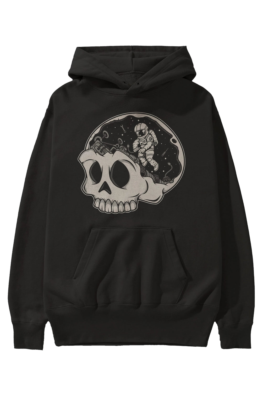 Astronaut Skull Brain Ön Baskılı Hoodie Oversize Kapüşonlu Sweatshirt Erkek Kadın Unisex