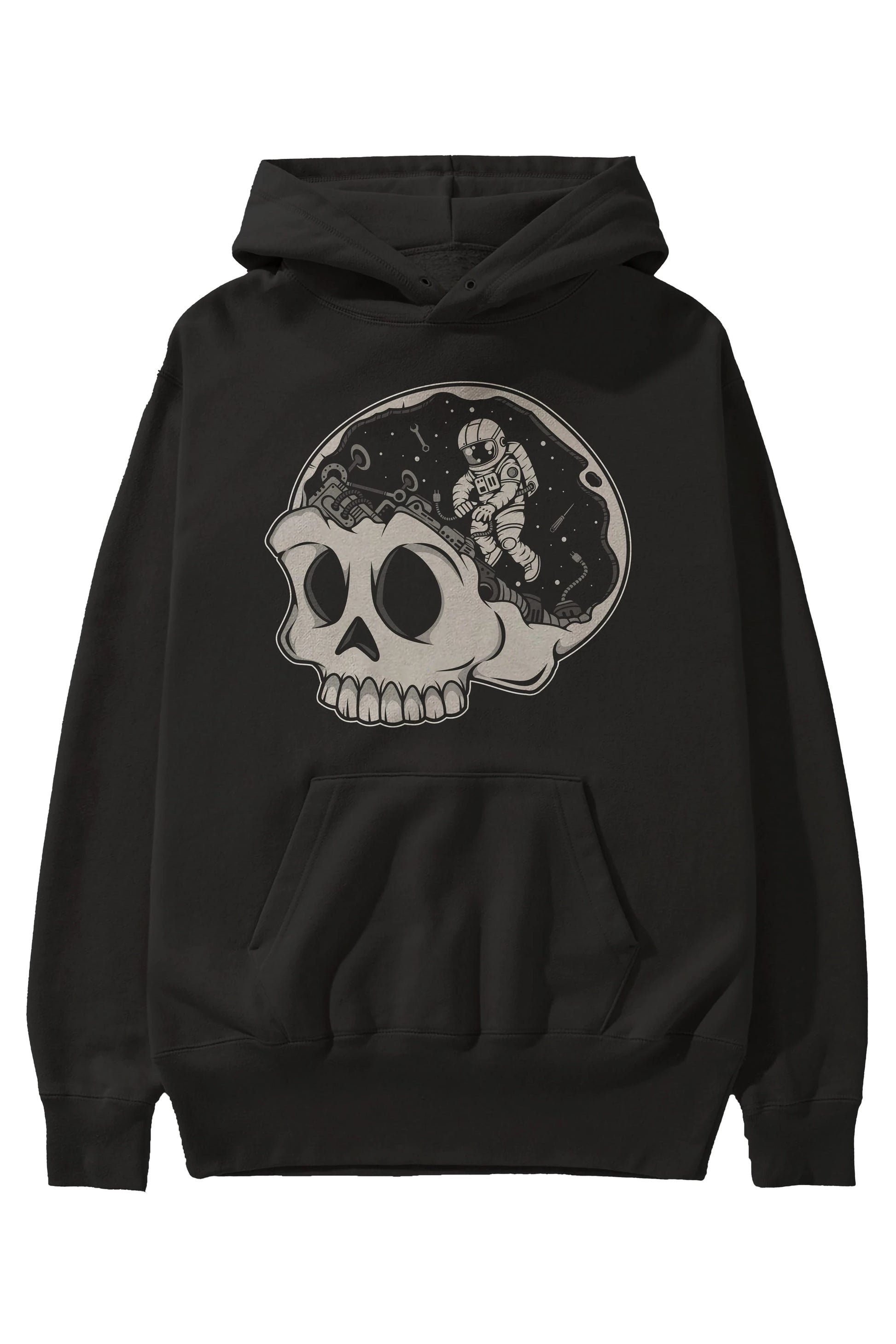 Astronaut Skull Brain Ön Baskılı Hoodie Oversize Kapüşonlu Sweatshirt Erkek Kadın Unisex