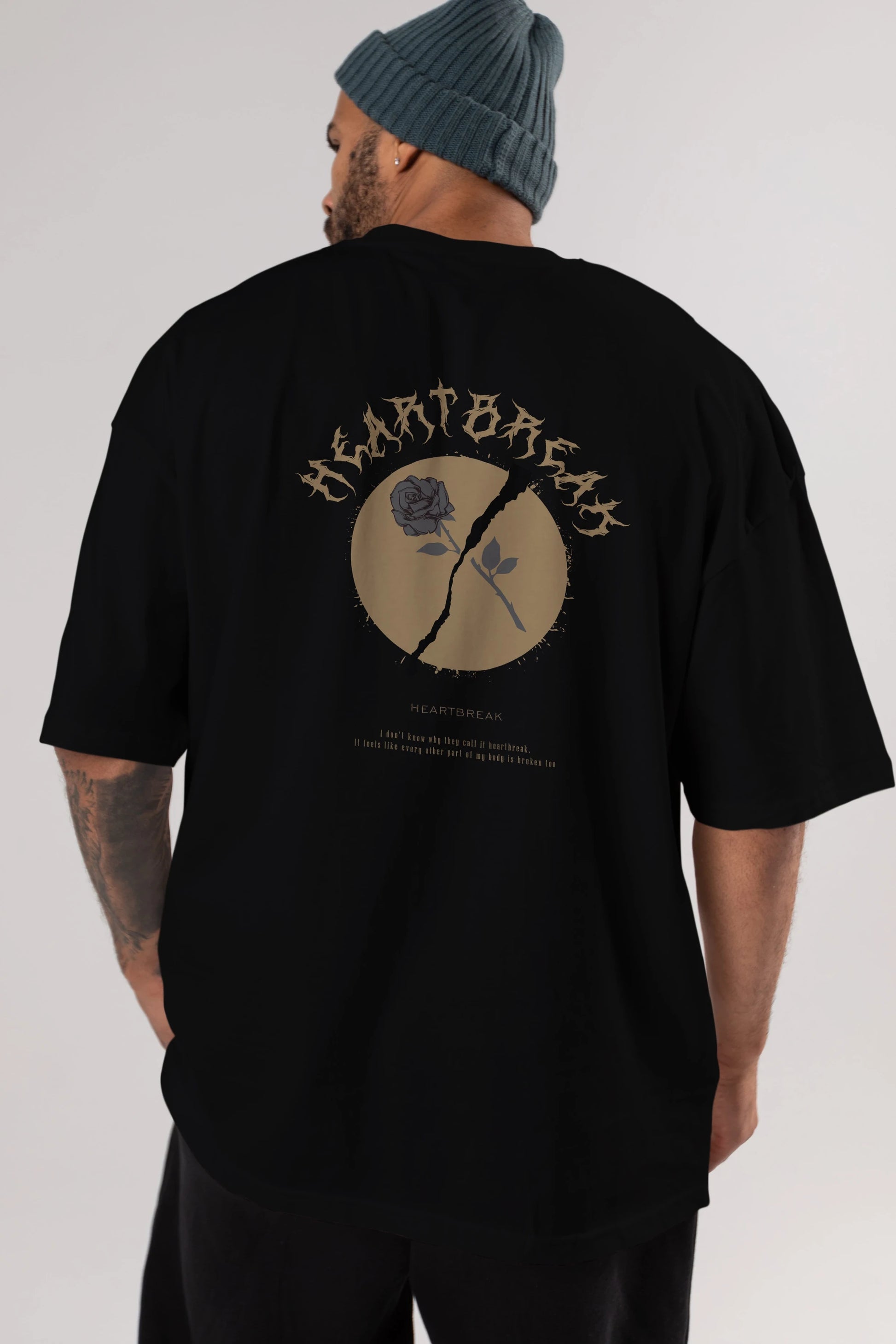 Heartbreak Arka Baskılı Oversize t-shirt Erkek Kadın Unisex