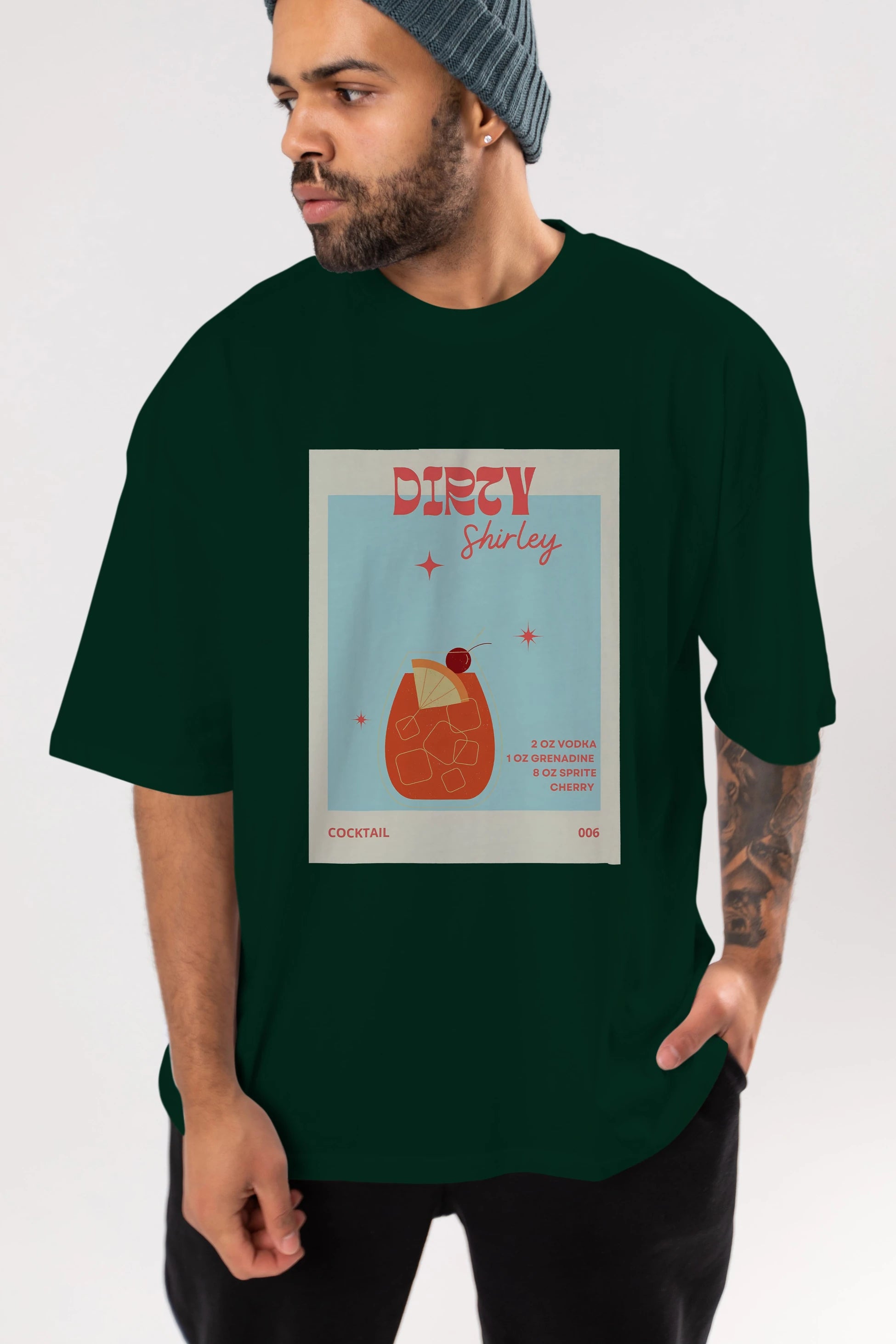Dirty Shirley Ön Baskılı Oversize t-shirt Erkek Kadın Unisex %100 Pamuk Bisiklet Yaka tişort