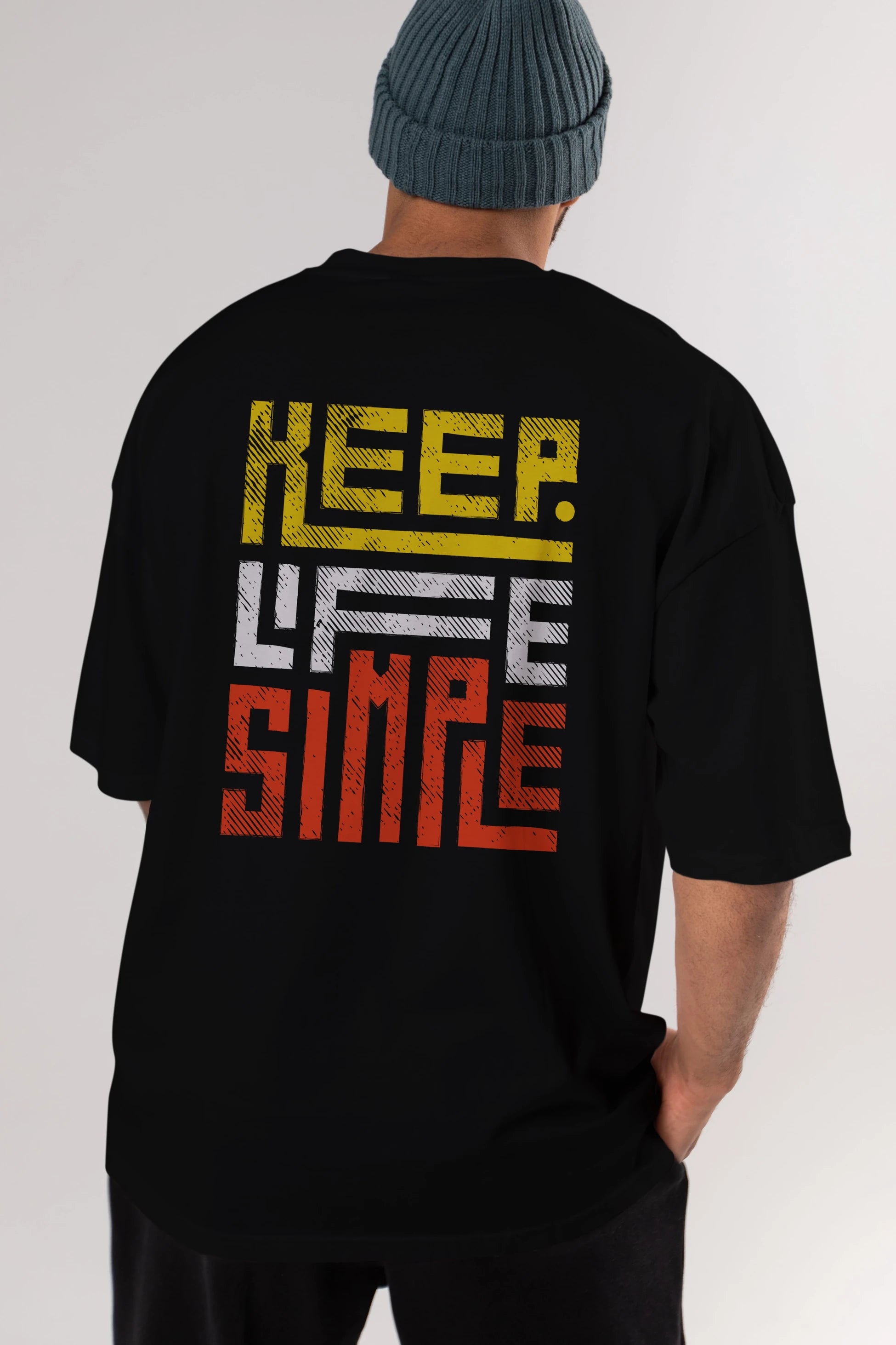 Keep Life Simple Yazılı Arka Baskılı Oversize t-shirt Erkek Kadın Unisex