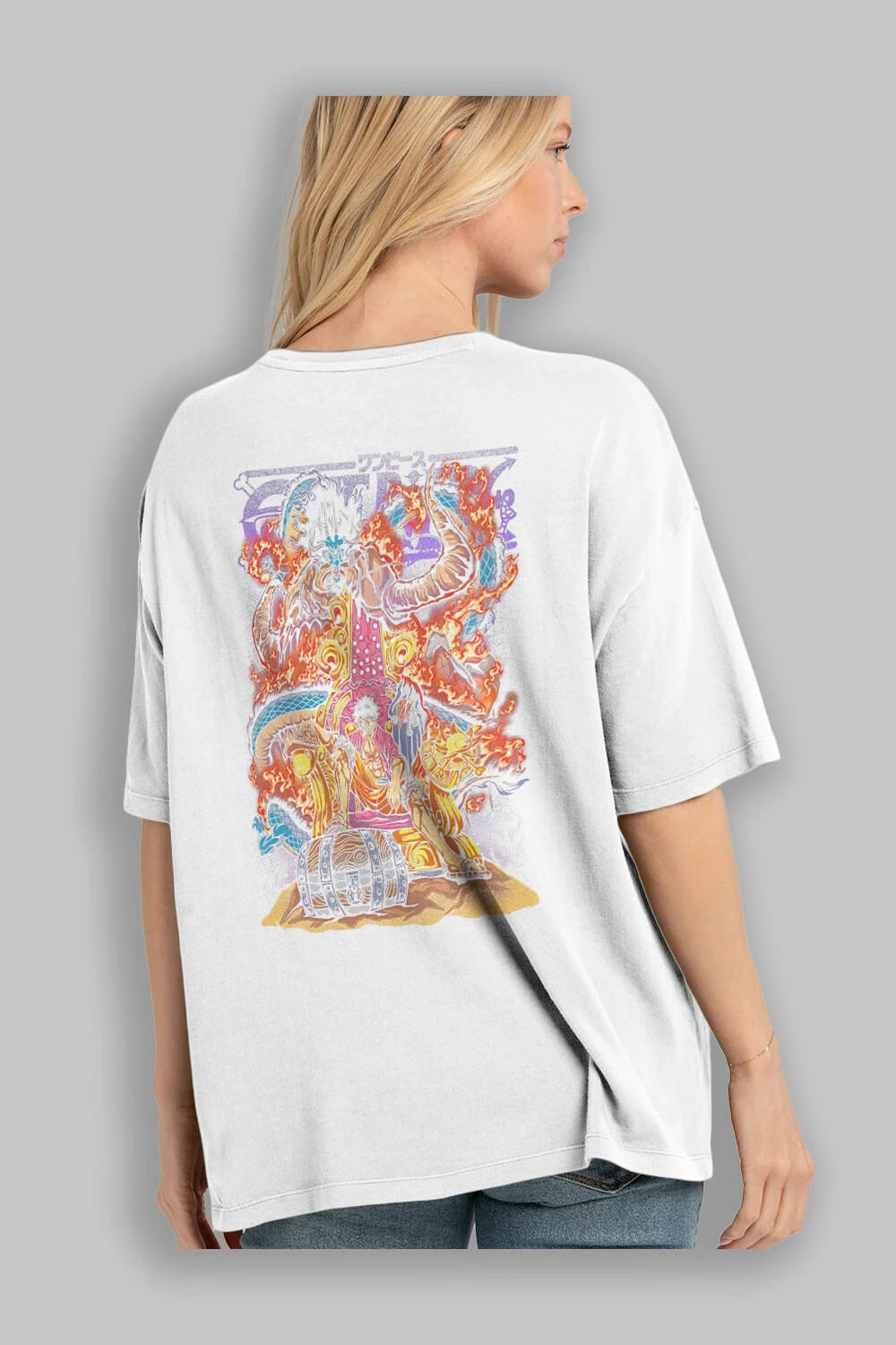 MONKEY D. LUFFY 1 Anime Arka Baskılı Oversize t-shirt Erkek Kadın Unisex