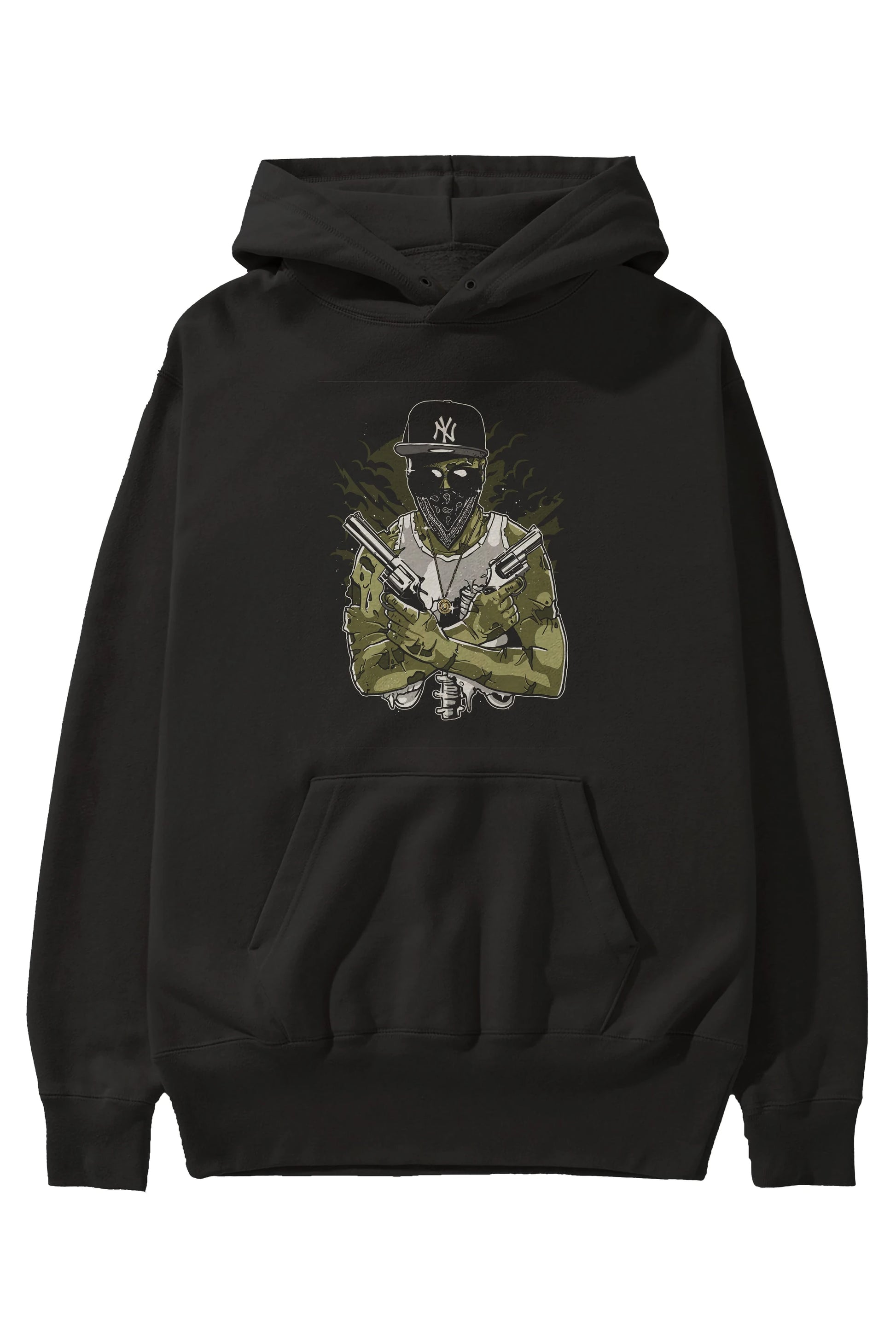 Gangsta Zombie Ön Baskılı Hoodie Oversize Kapüşonlu Sweatshirt Erkek Kadın Unisex