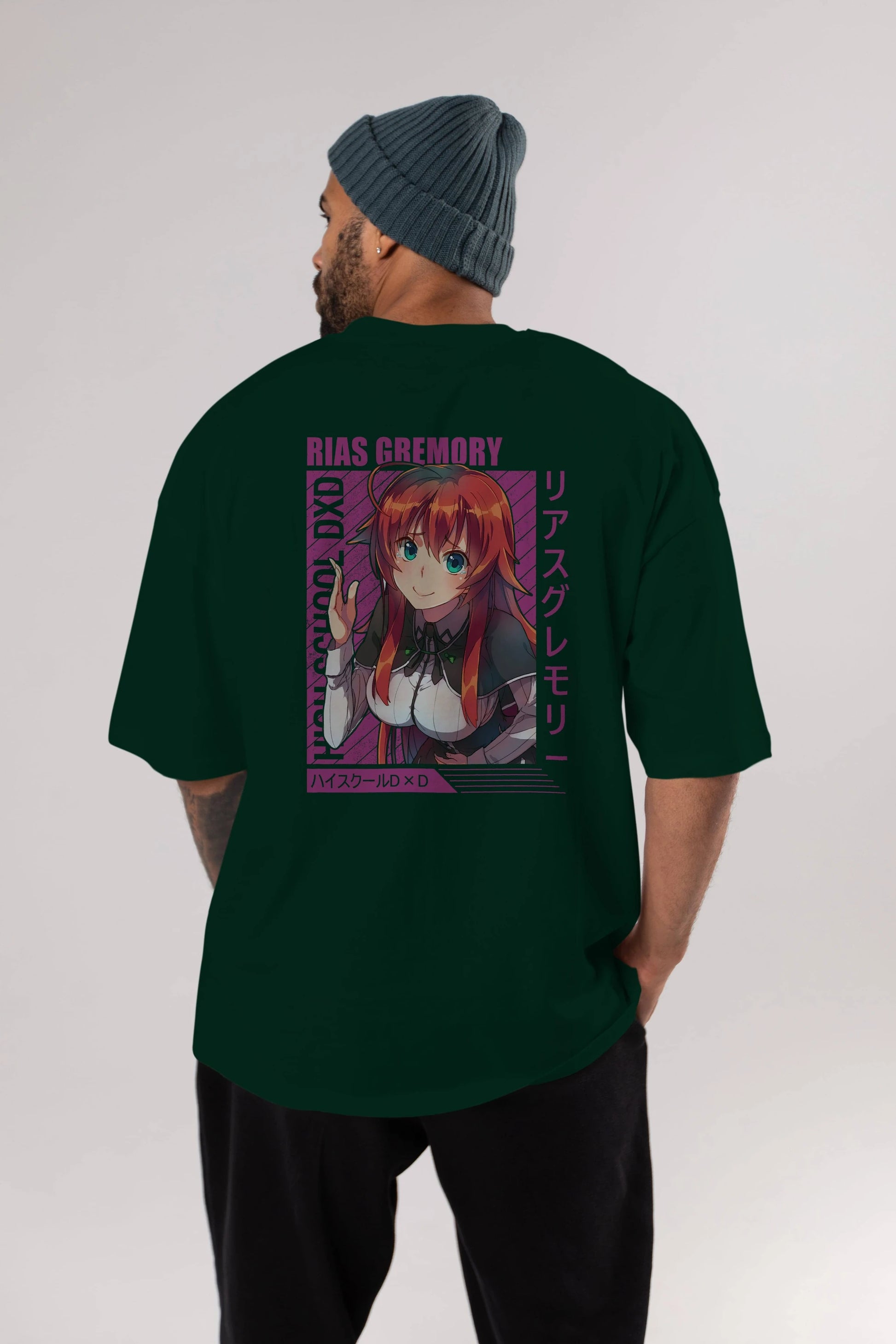 Rias Gremory 10 Anime Arka Baskılı Oversize t-shirt Erkek Kadın Unisex