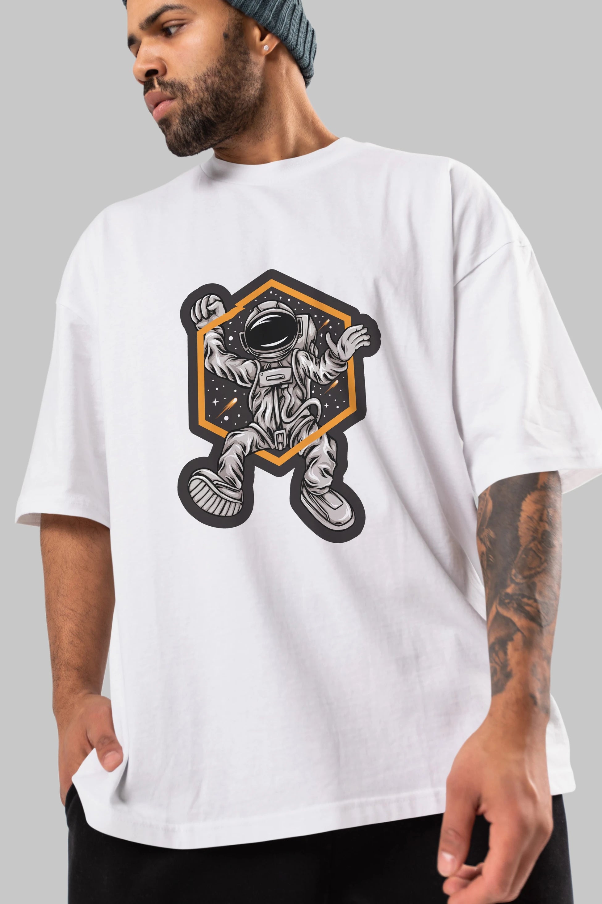 Astrofun Sticker Ön Baskılı Oversize t-shirt Erkek Kadın Unisex