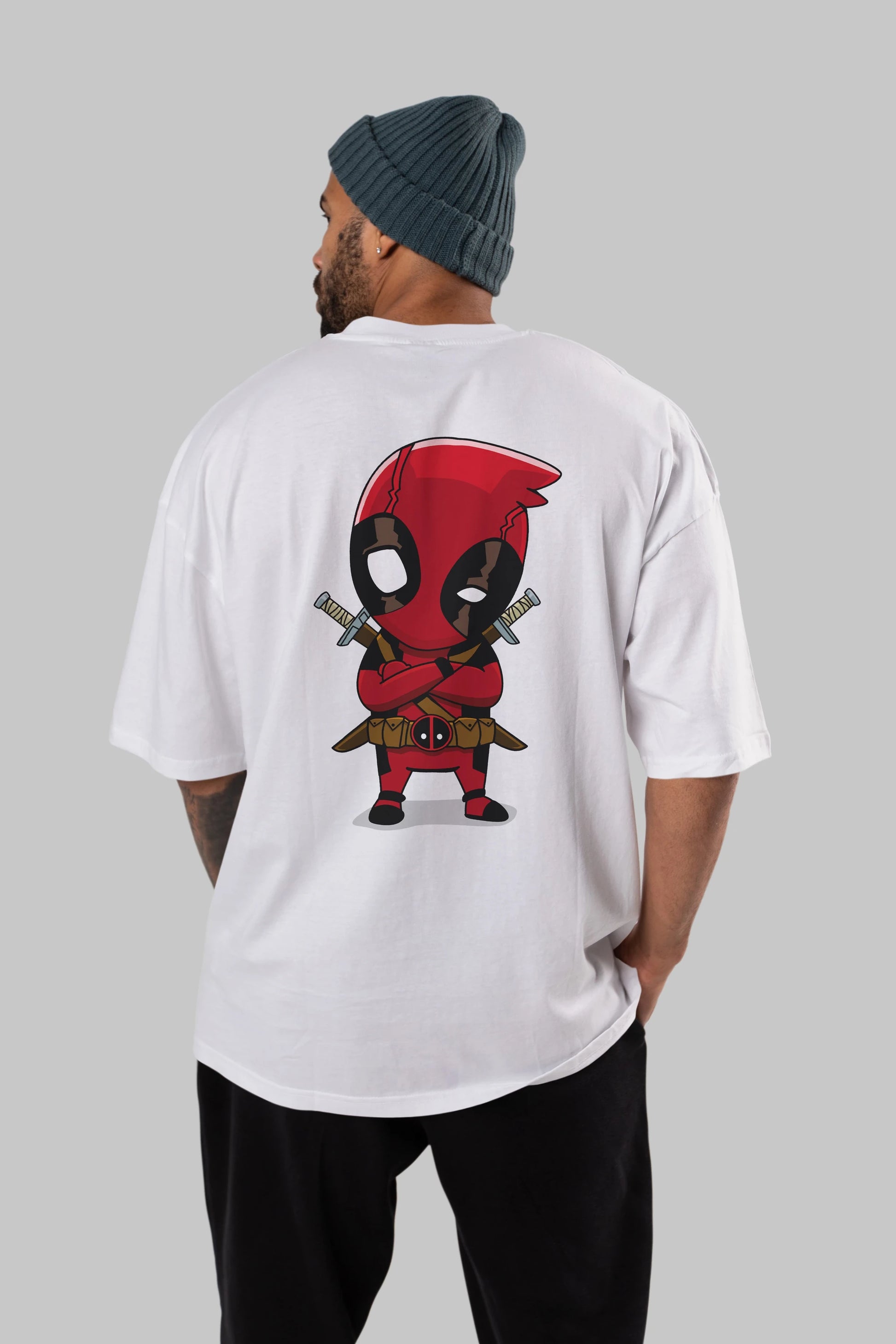 Deadpool (19) Arka Baskılı Oversize t-shirt Erkek Kadın Unisex %100 Pamuk Bisiklet Yaka tişort