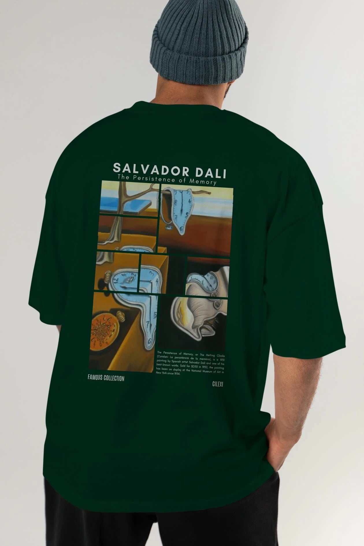 Salvador Dali Arka Baskılı Oversize t-shirt Erkek Kadın Bisiklet Yaka Pamuk tişort